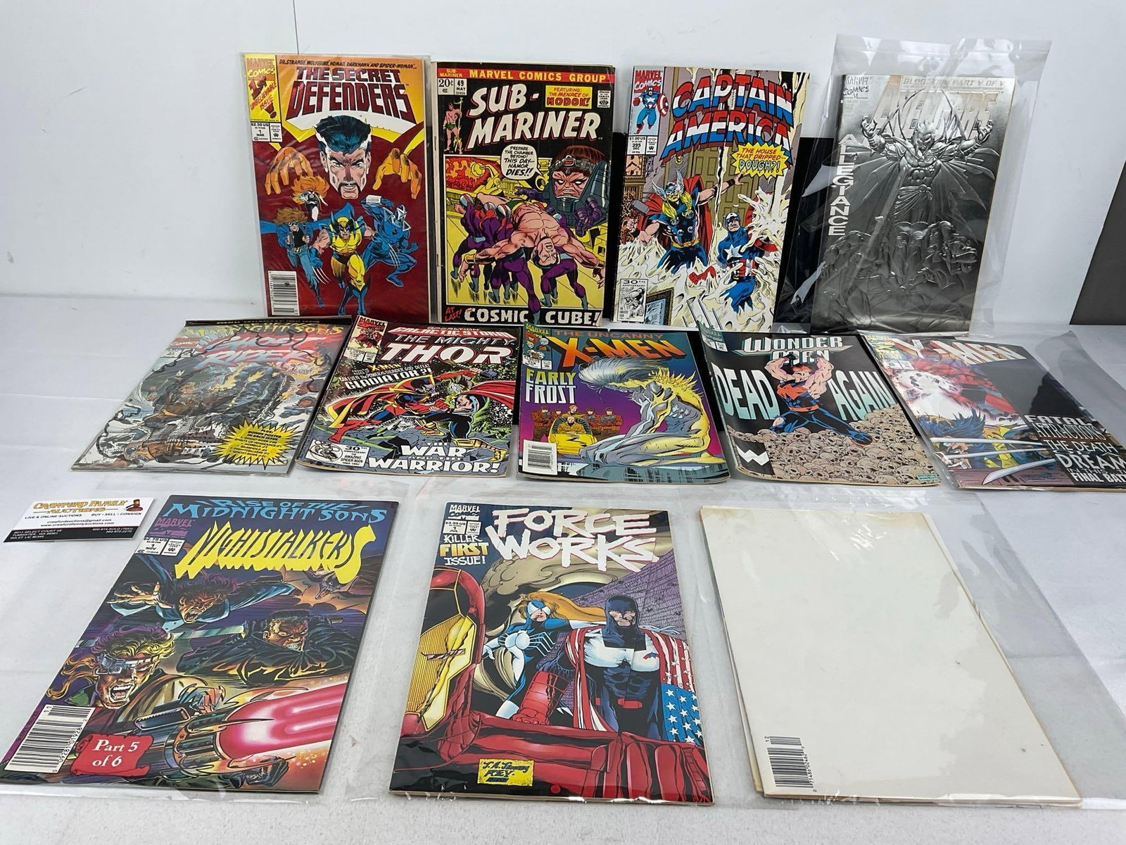 12 Marvel Comics, Variety of Comics, Ghost Rider, Fantastic Four, Wonder Man, X-Men, Avengers & m...: Includes: Rise of the Midnight Sons Nightstalkers #1, Force Works #1 (Which has a unique cover, have not checked, but accordions out for a 3d effect.) Whiteout issue of Fantastic Four #271, Wonder