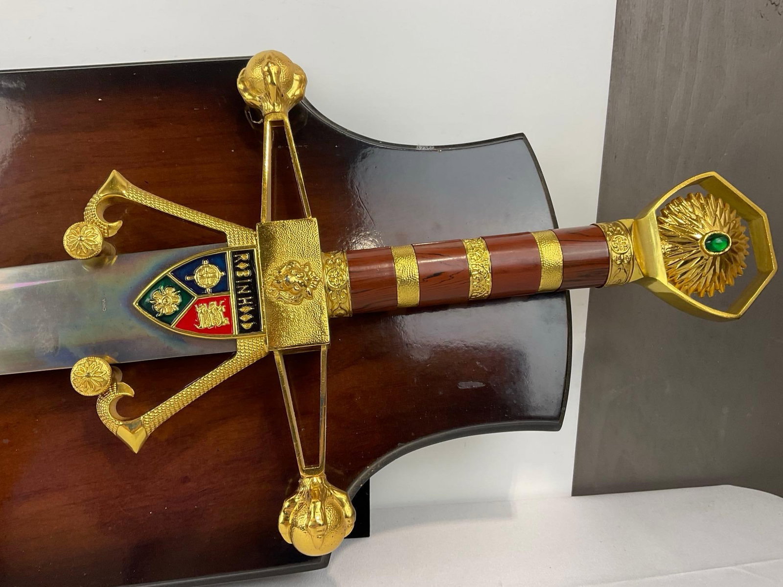 Decorative Fantasy Longsword Replica, marked Robin Hood, Brass & wood Handle49 inches long - 2