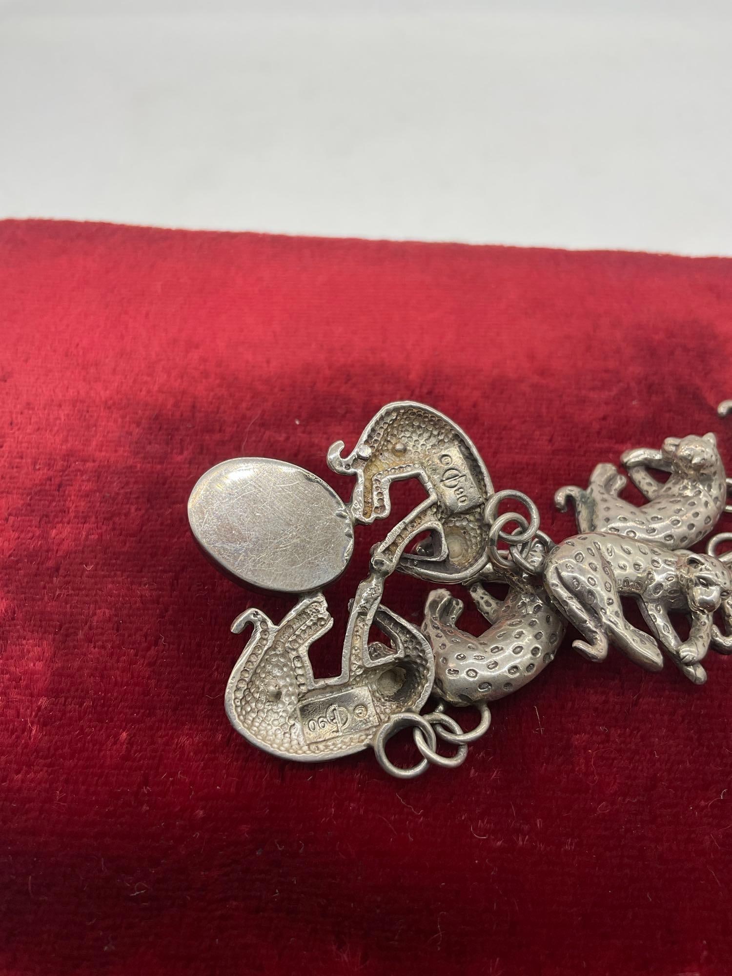 1990 sterling silver Carol Felley gorgeous leopard statement necklace w/pink rose quartz setting - 5