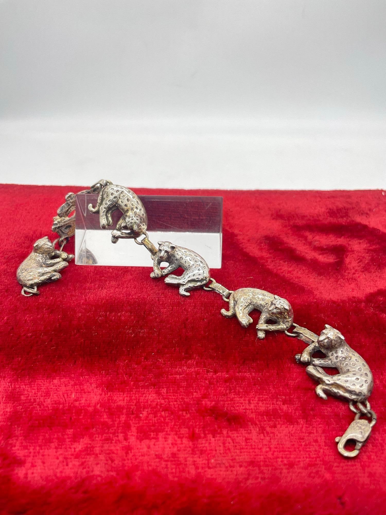 Vintage 1990 Carol Felley sterling silver Leopard link 7" bracelet, approx 34 grams ttw: Approx 7" and approx 34 grams ttw