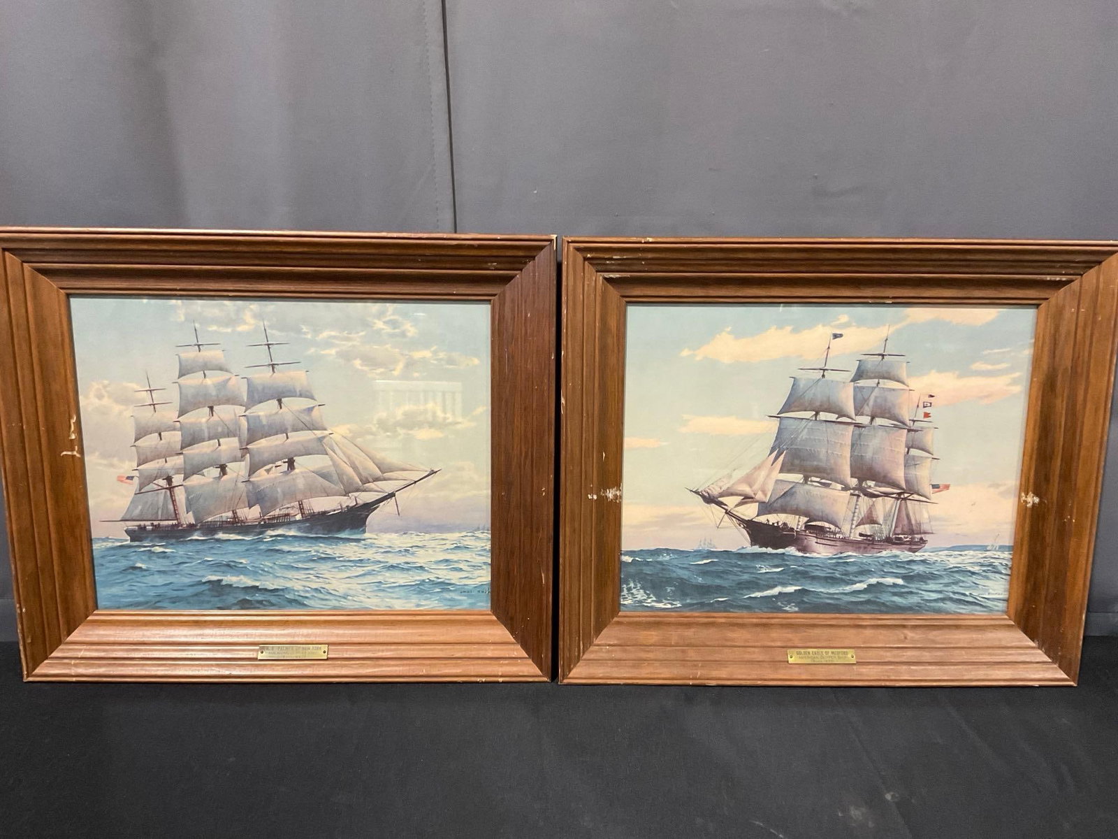 Pair of Framed American Clipper Ships, N.B. Palmer of New York & Golden Eagle of Medford, 18x20 i... (1 of 8)