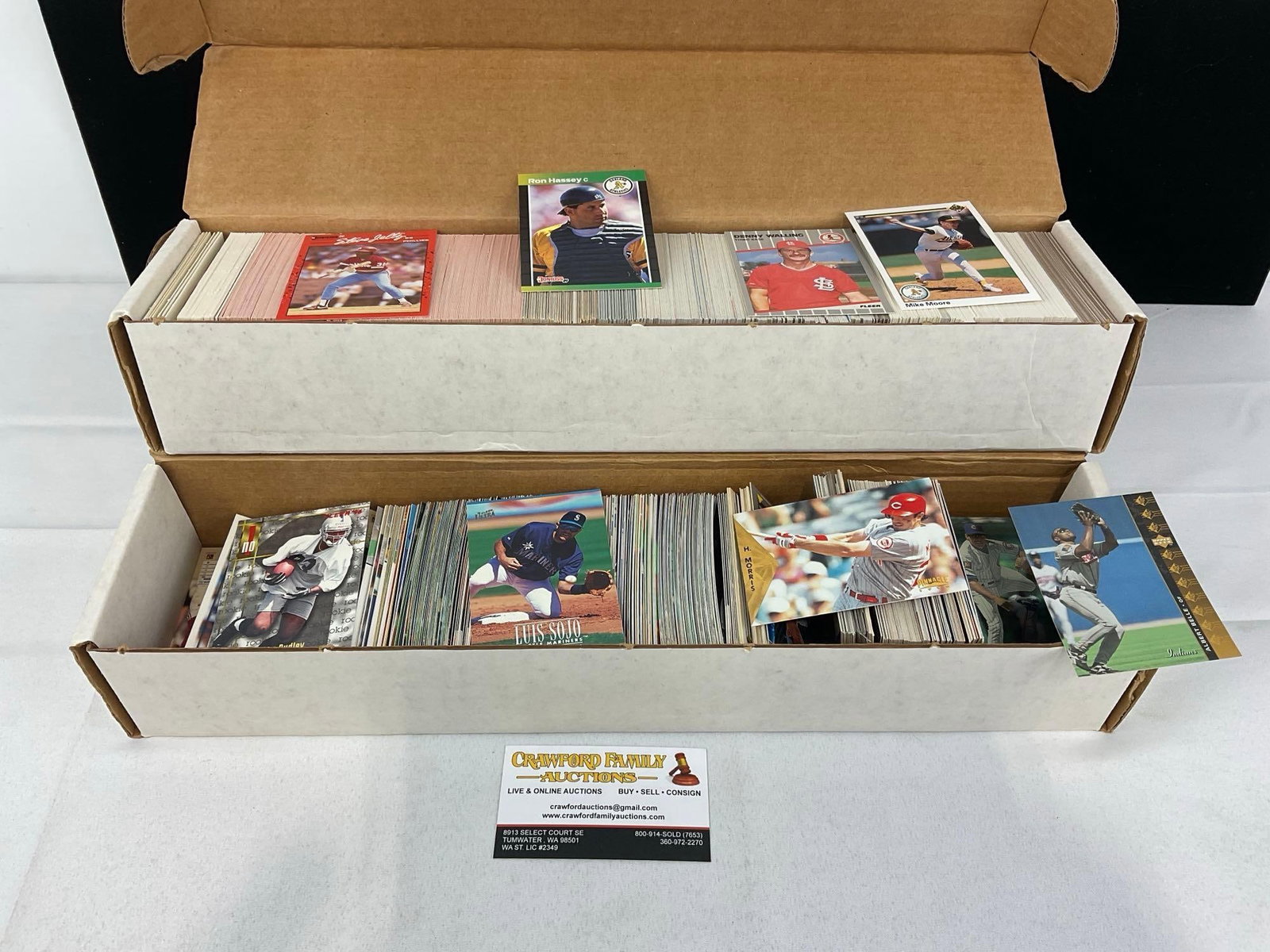 2 Boxes of Sports Cards, 2750+ approx, Donruss, Fleer, & Fleer Ultra, Upper Deck & Pinnacle & more: Appears to be in good shape. The piece measures approx 7h x 15w x 5d inches. See pics. E-5940