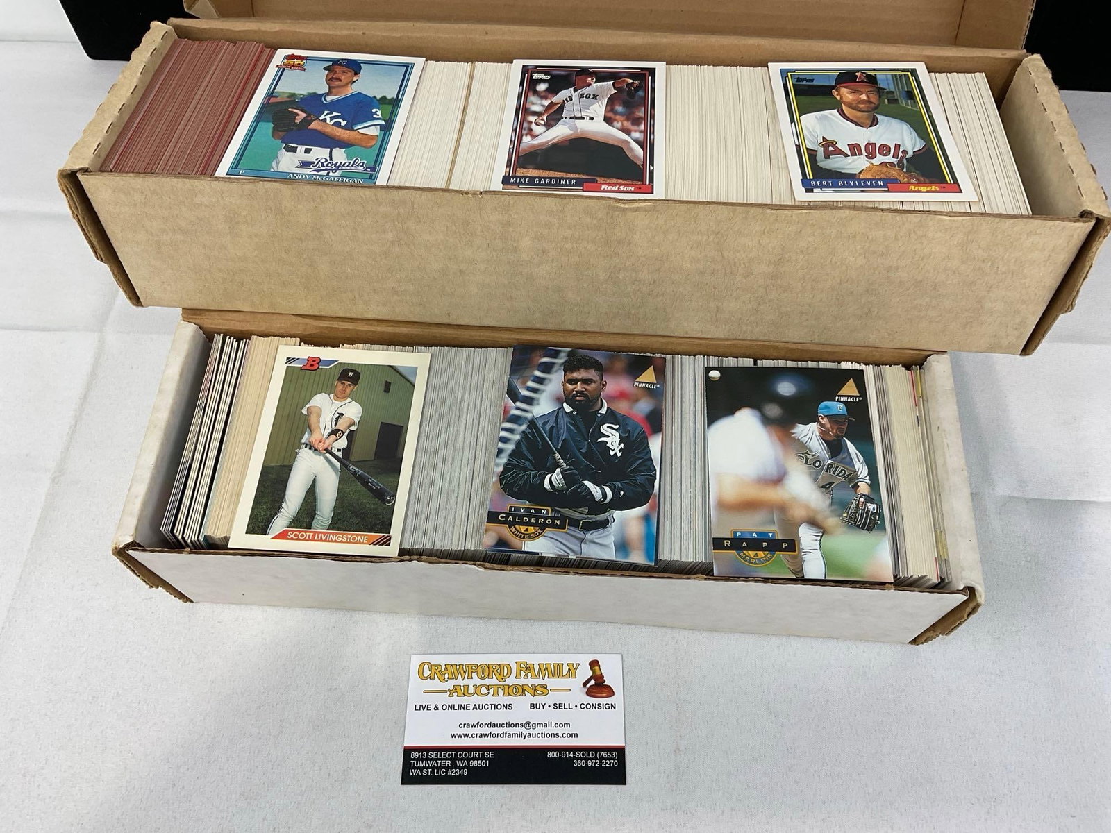 2 Boxes of Baseball cards, Topps, Pinnacle, & more, approx 2250+ cards (1 of 2)