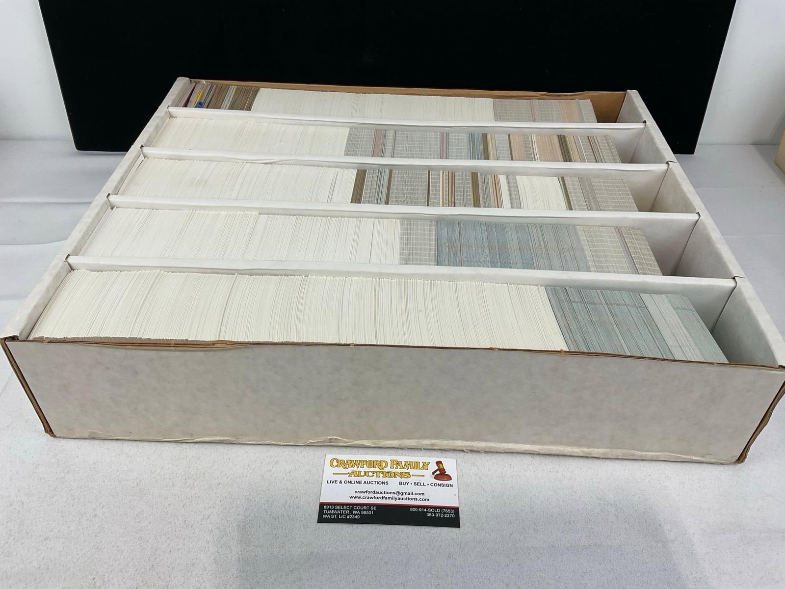 5000+ Box of 90s Sports Cards, Largely Baseball, Donruss, Fleer, Upper Deck, & more: Appears to be in good shape. The piece measures approx 6h x 20w x 17d inches. See pics. E-5940