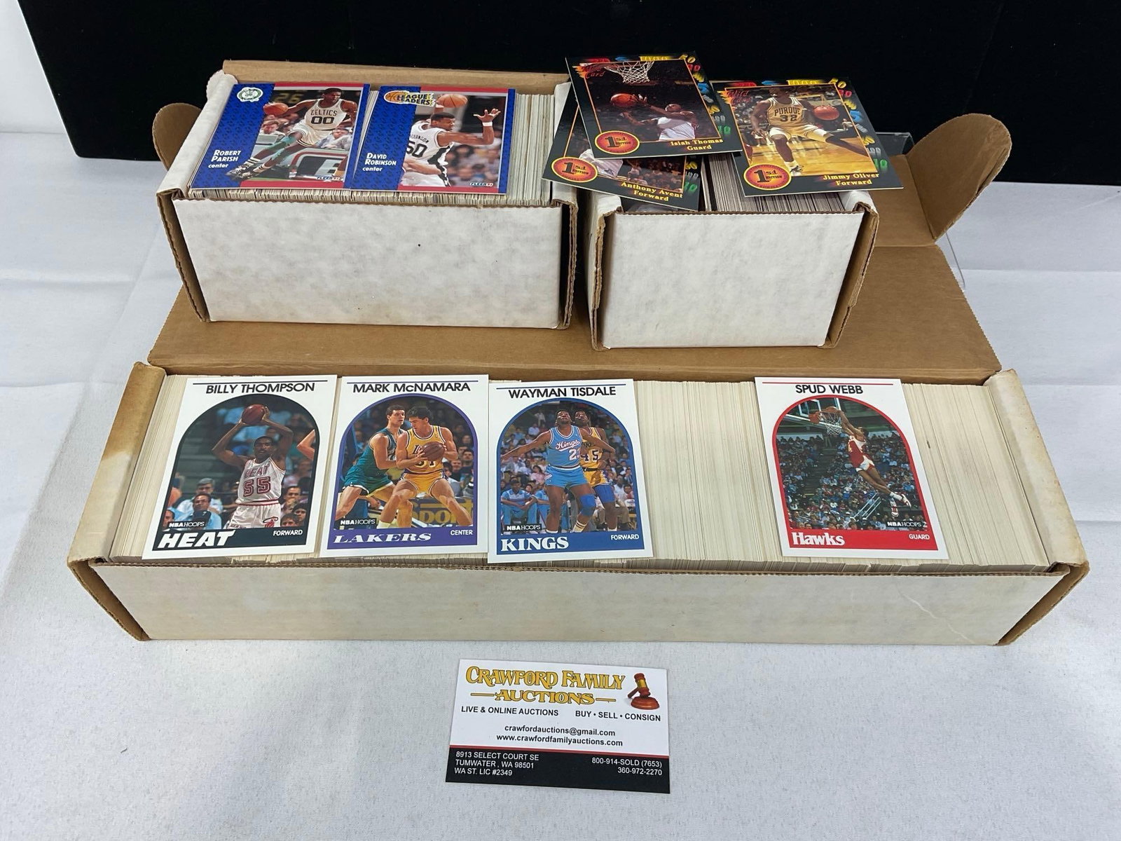3 Boxes of Basketball Sports Cards, NBA Hoops, Fleer, & more, approx 2250+: Appears to be in good shape. The piece measures approx 7h x 16w x 5d inches. See pics. E-5940