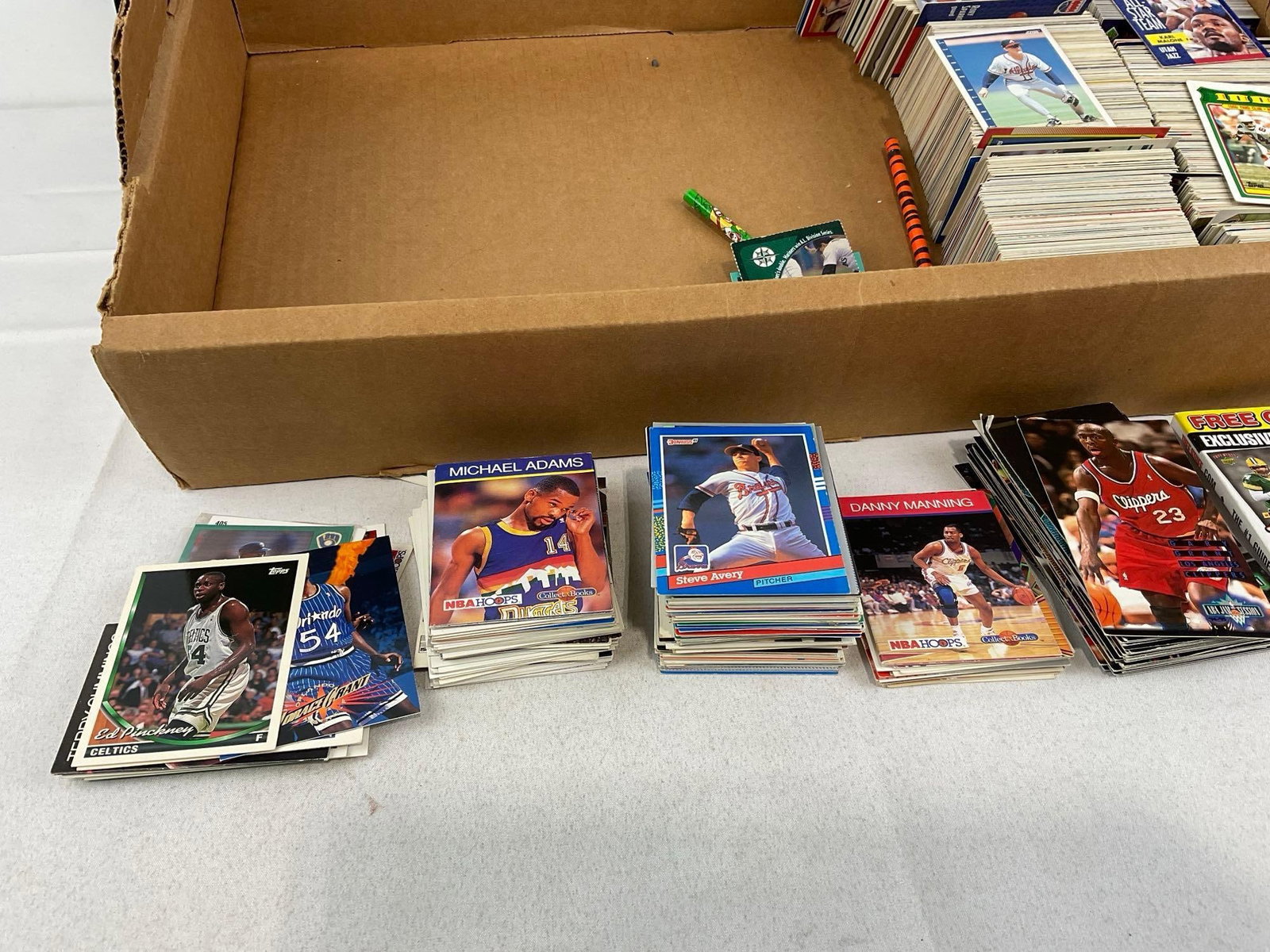 Box of Sports Cards, Baseball & Basketball, approx 1500+ cards, NBA Hoops, Donruss, Topps & more - 2