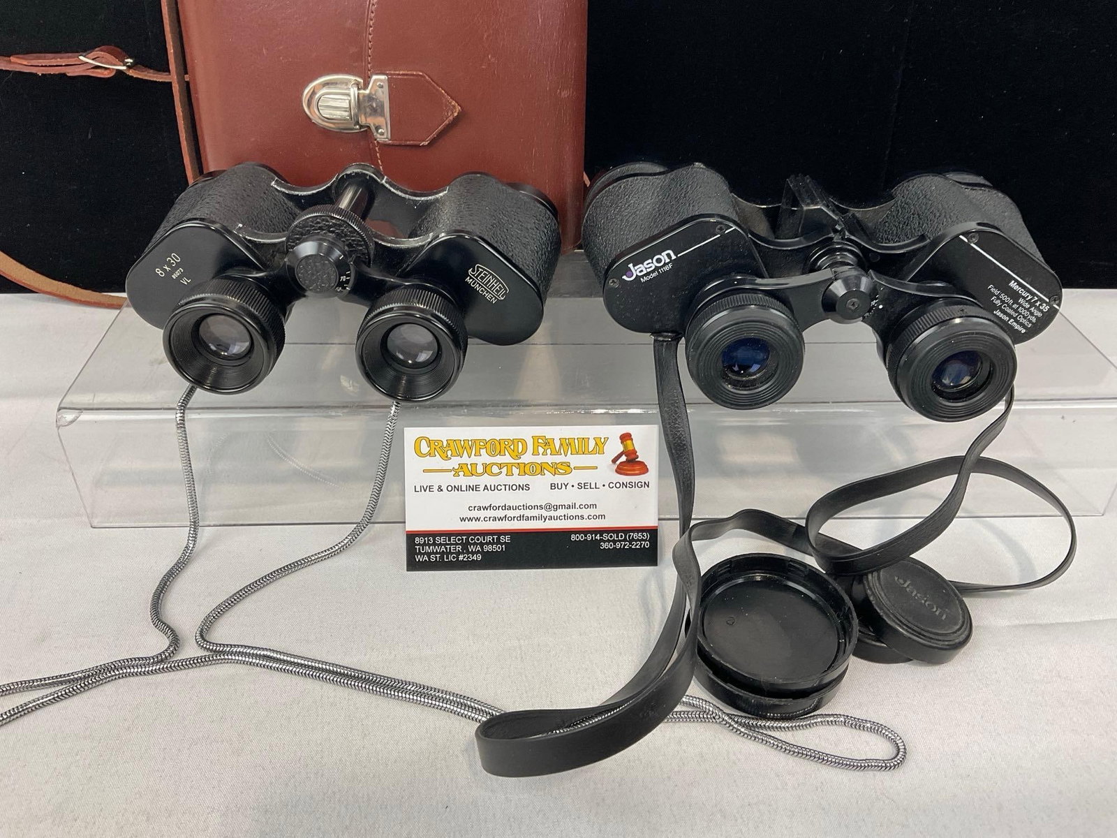 Pair of Binoculars, Steinheil VL 8 x 30 w/case & Jason model 1116F Mercury 7 x 35 Wide Angle (1 of 4)