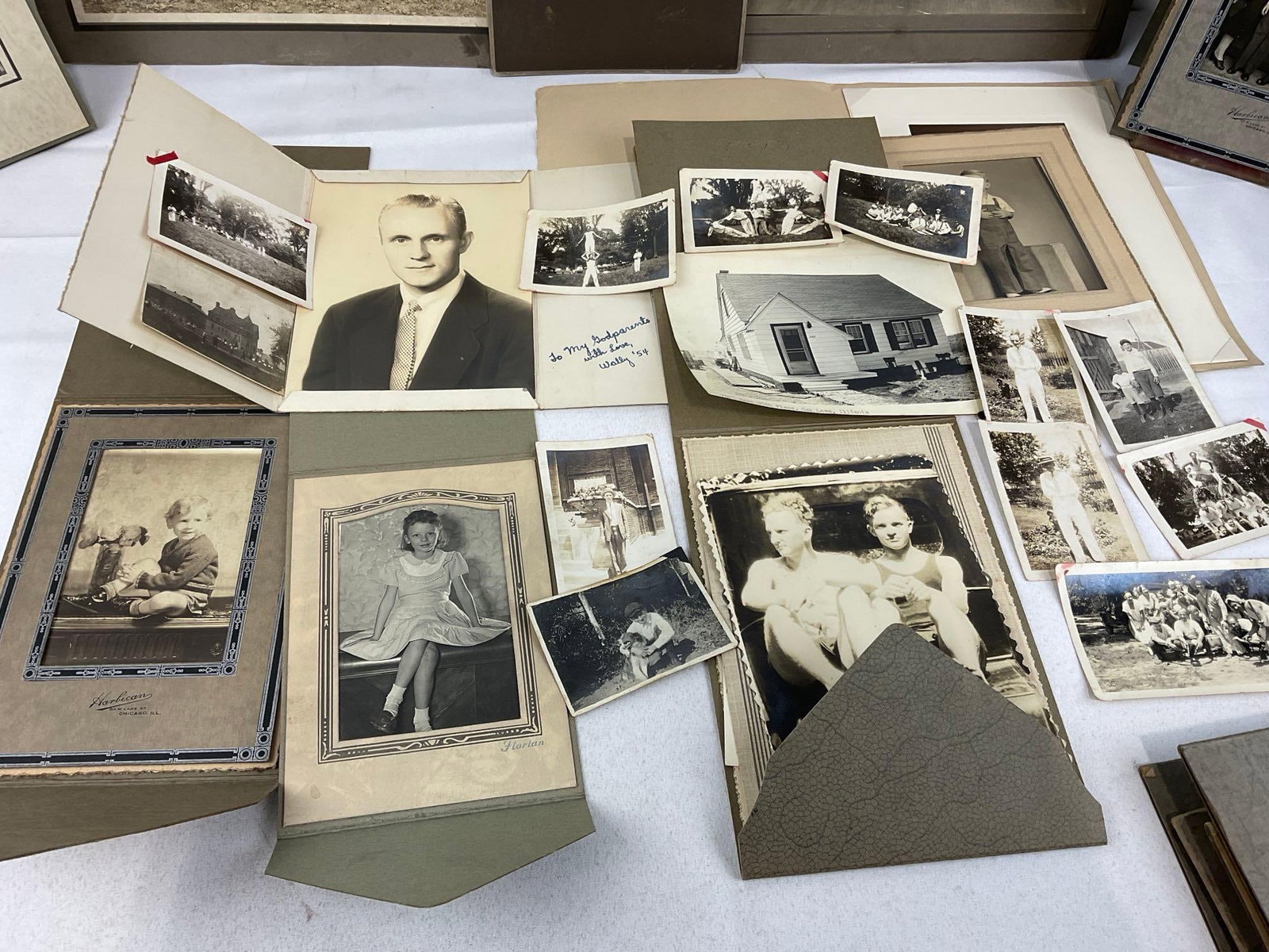 Collection of Antique B/W Photos, most w/covers, some later, School Photos, and Portraits - 8