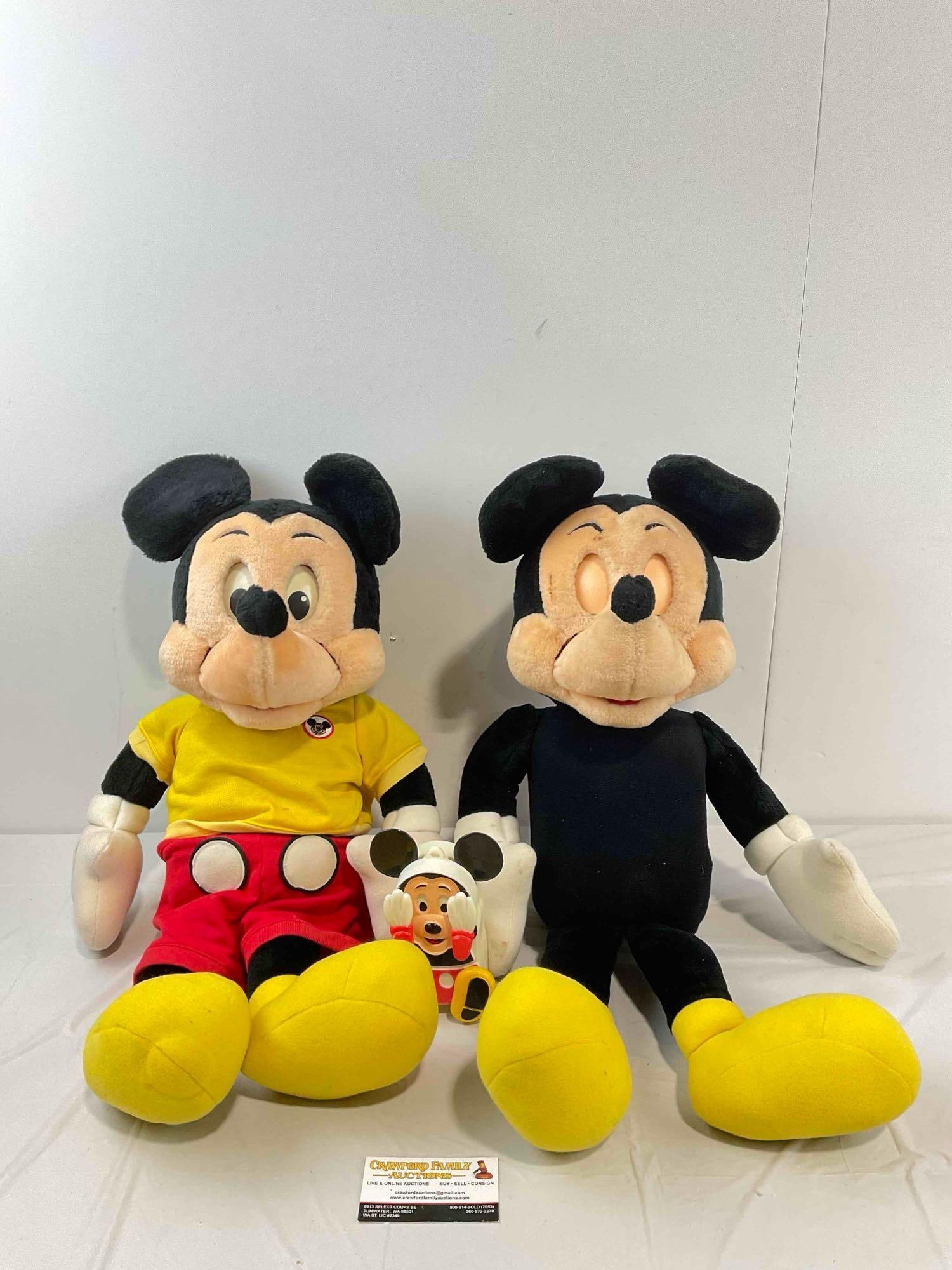 3 pcs Vintage Mickey Mouse Toys, incl. 2x Talking Mickey Mouse Dolls w/ Cassettes. See pics. (1 of 11)
