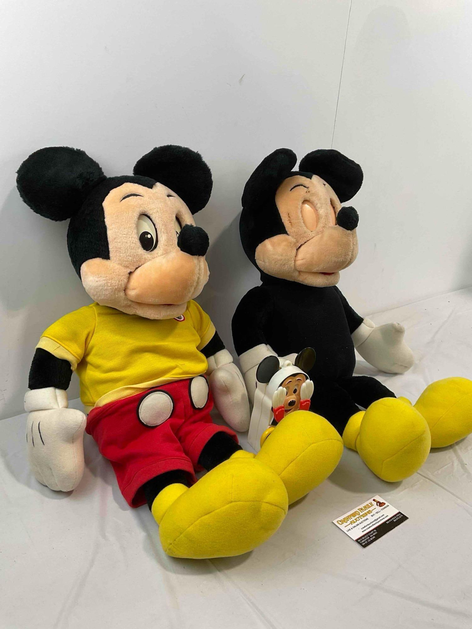 3 pcs Vintage Mickey Mouse Toys, incl. 2x Talking Mickey Mouse Dolls w/ Cassettes. See pics. - 2