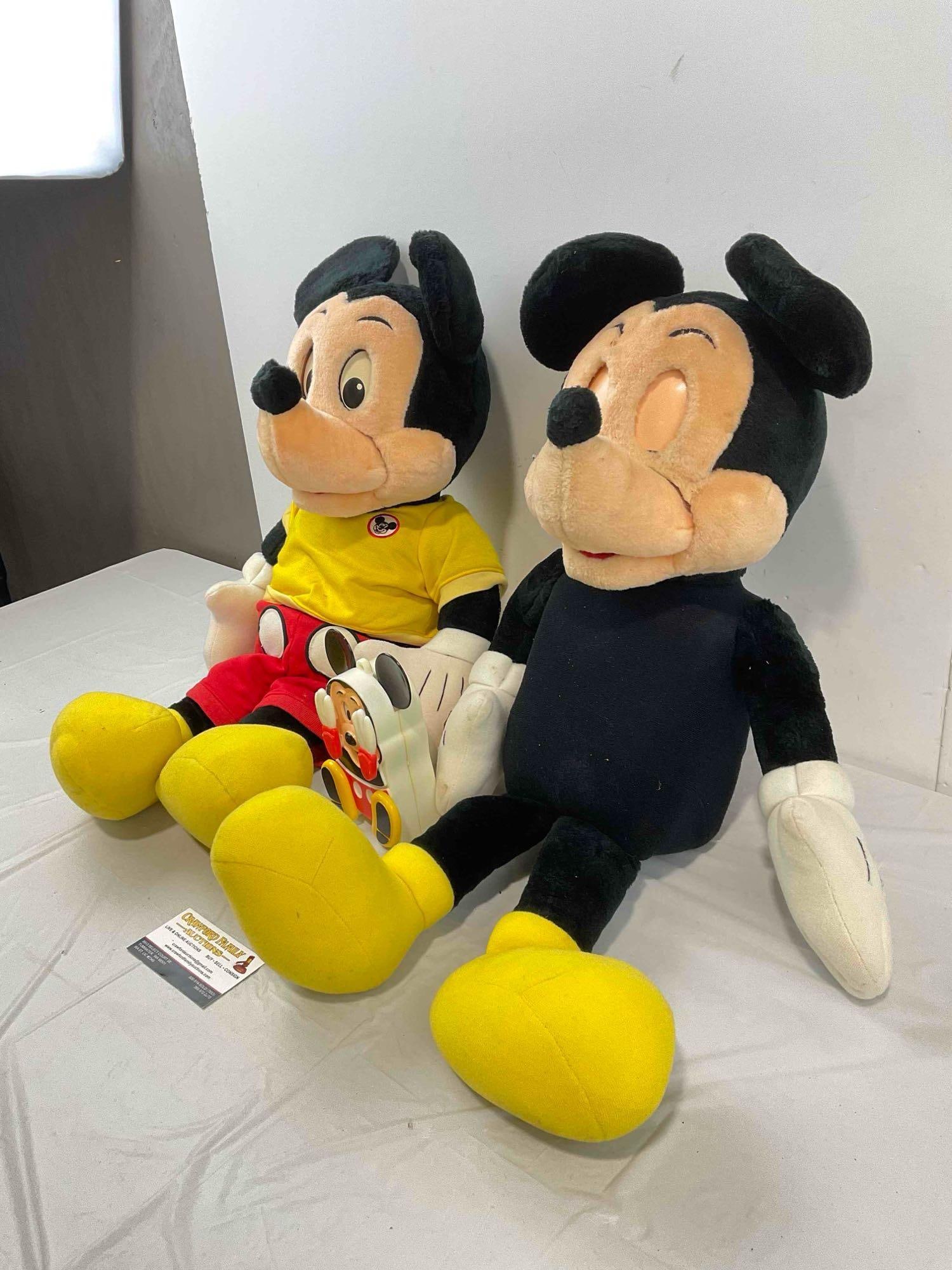 3 pcs Vintage Mickey Mouse Toys, incl. 2x Talking Mickey Mouse Dolls w/ Cassettes. See pics. - 3