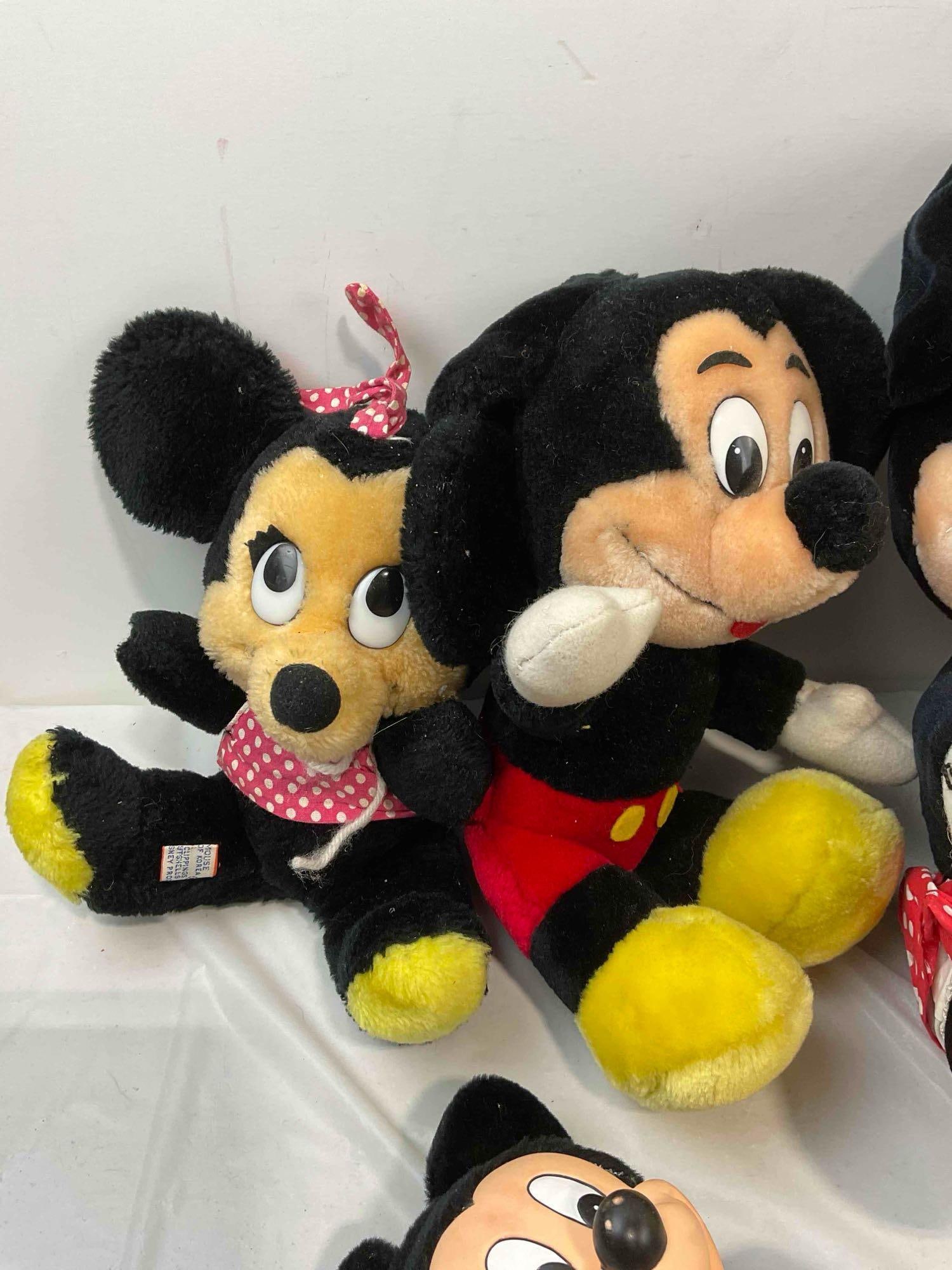 6 pcs Vintage Disney Mickey & Minnie Mouse Toy Dolls, incl. Pair of Plush Slippers. See pics. - 7