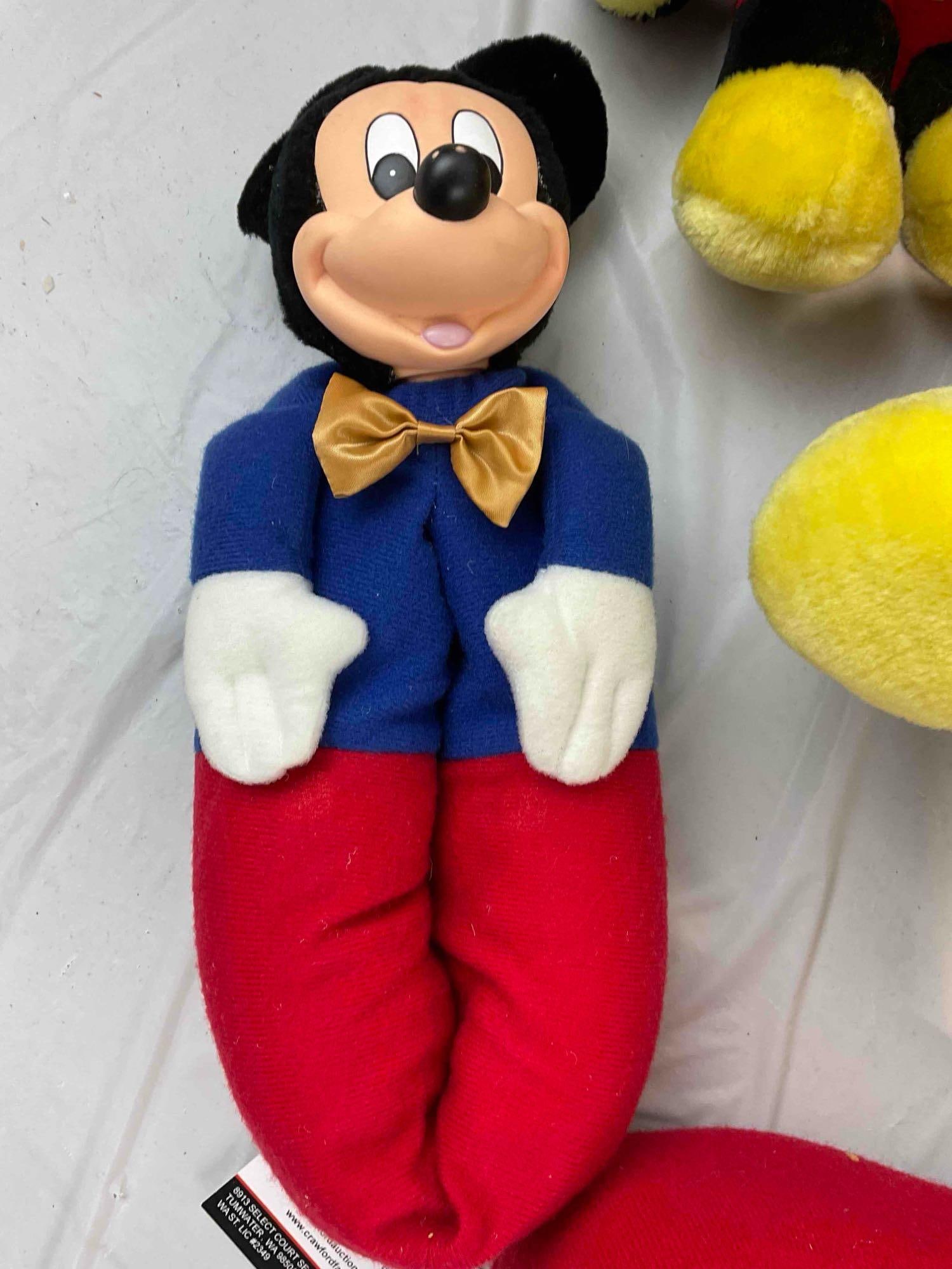 6 pcs Vintage Disney Mickey & Minnie Mouse Toy Dolls, incl. Pair of Plush Slippers. See pics. - 8
