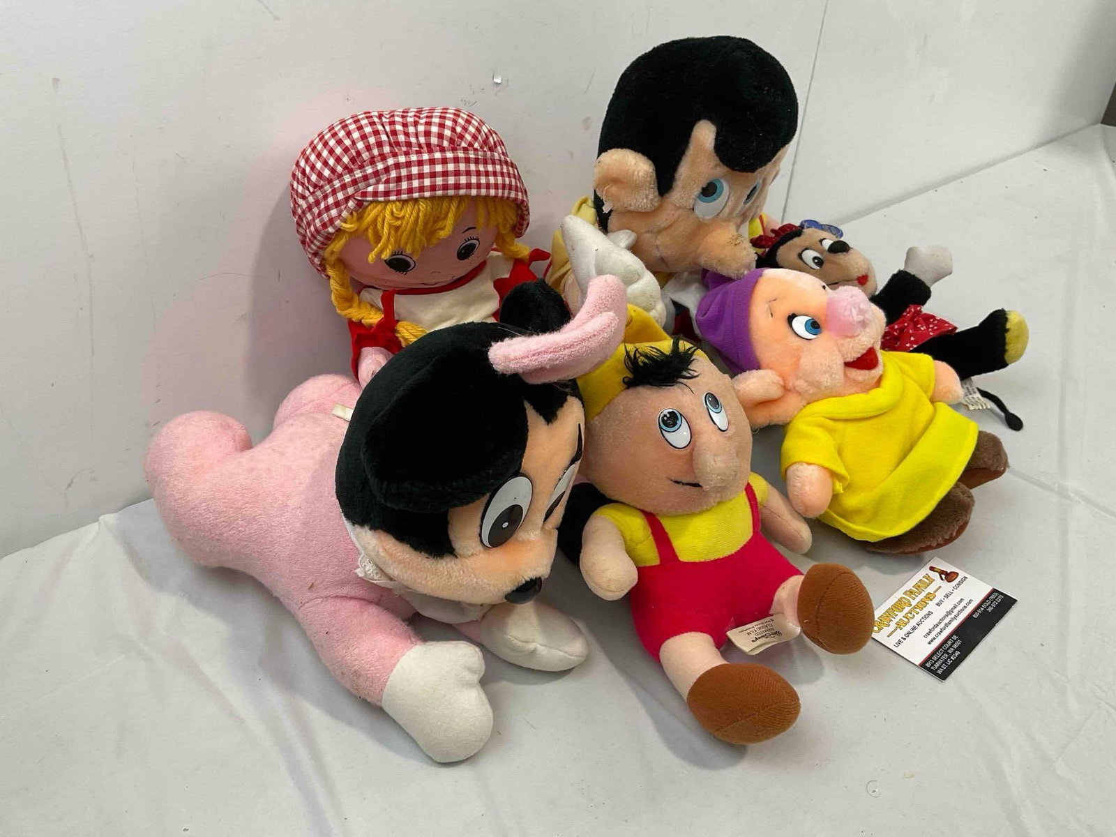 7 pcs Vintage Plush Doll Toys, incl. Disney's Pinocchio, Minnie Mouse & Much More! See pics. - 2