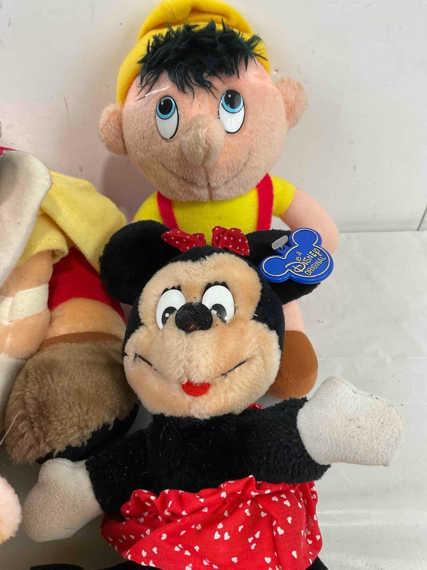 7 pcs Vintage Plush Doll Toys, incl. Disney's Pinocchio, Minnie Mouse & Much More! See pics. - 6