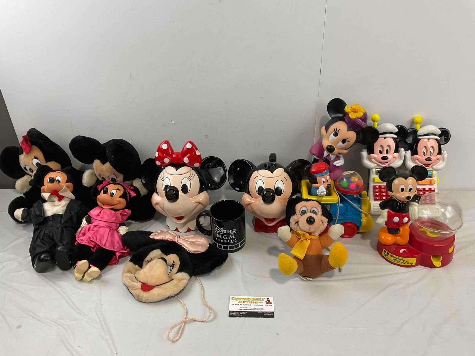 14 pcs Vintage Disney Mickey & Minnie Mouse Toy Collection, incl. Dolls, Teapots & More! See pics: 14 pcs Vintage Disney Mickey & Minnie Mouse Toy Collection, incl. Dolls, Teapots & More! Pieces have wear indicative of age and use, need a wash, otherwise looks to be in fair condition. Fits 