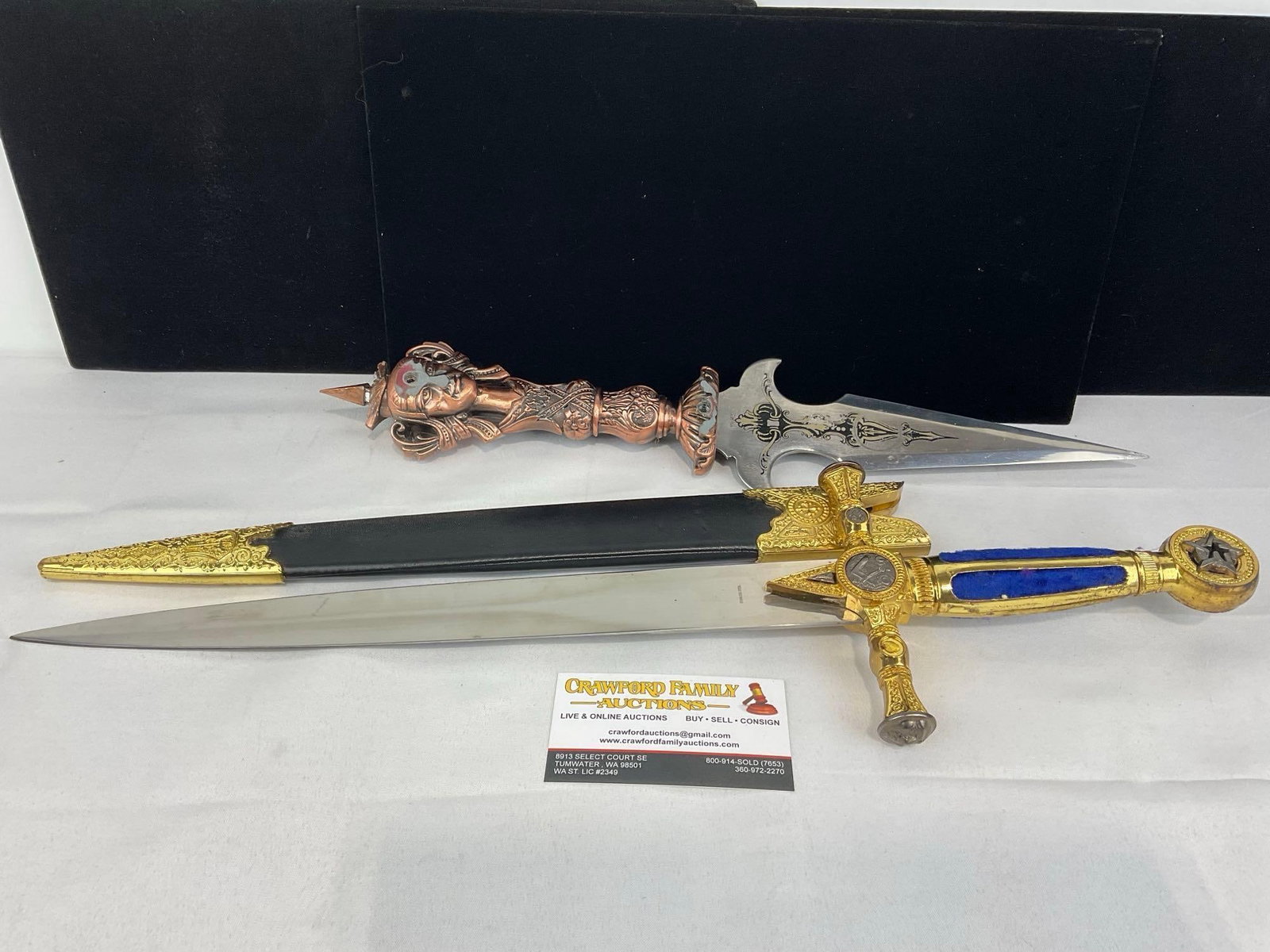 2 Replica Daggers, Tibetan Buddhist Ritual Dagger Phurba Dorje & Masonic Ceremonial Dagger (1 of 6)