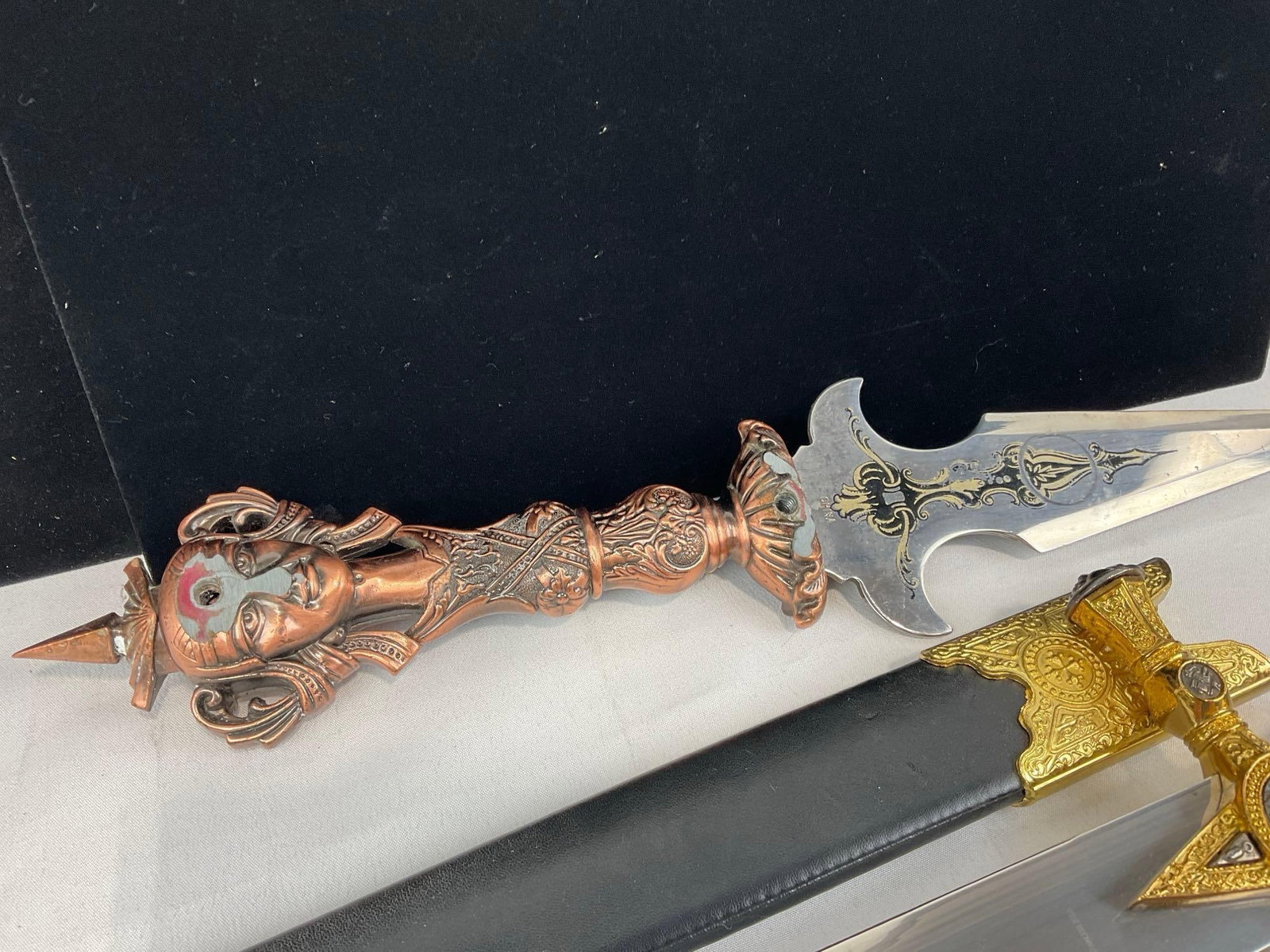 2 Replica Daggers, Tibetan Buddhist Ritual Dagger Phurba Dorje & Masonic Ceremonial Dagger - 2