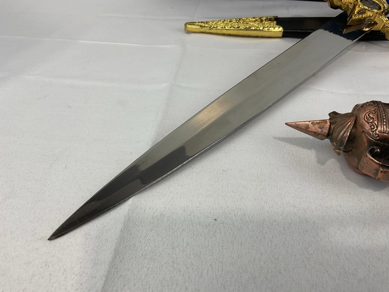 2 Replica Daggers, Tibetan Buddhist Ritual Dagger Phurba Dorje & Masonic Ceremonial Dagger - 5
