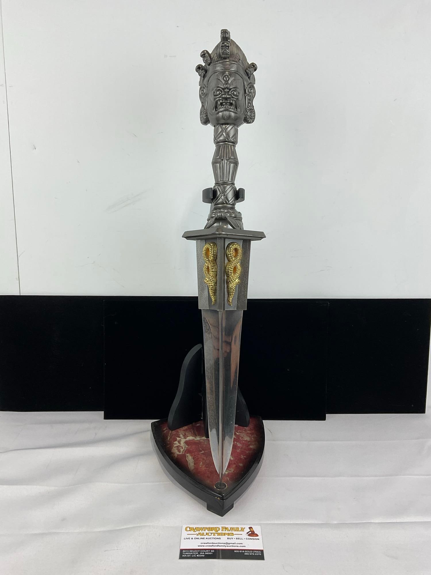 Replica Fantasy Knife, Large Tibetan Phurba for Rituals, w/Stand, 23h x 9w x 8d inches (1 of 5)
