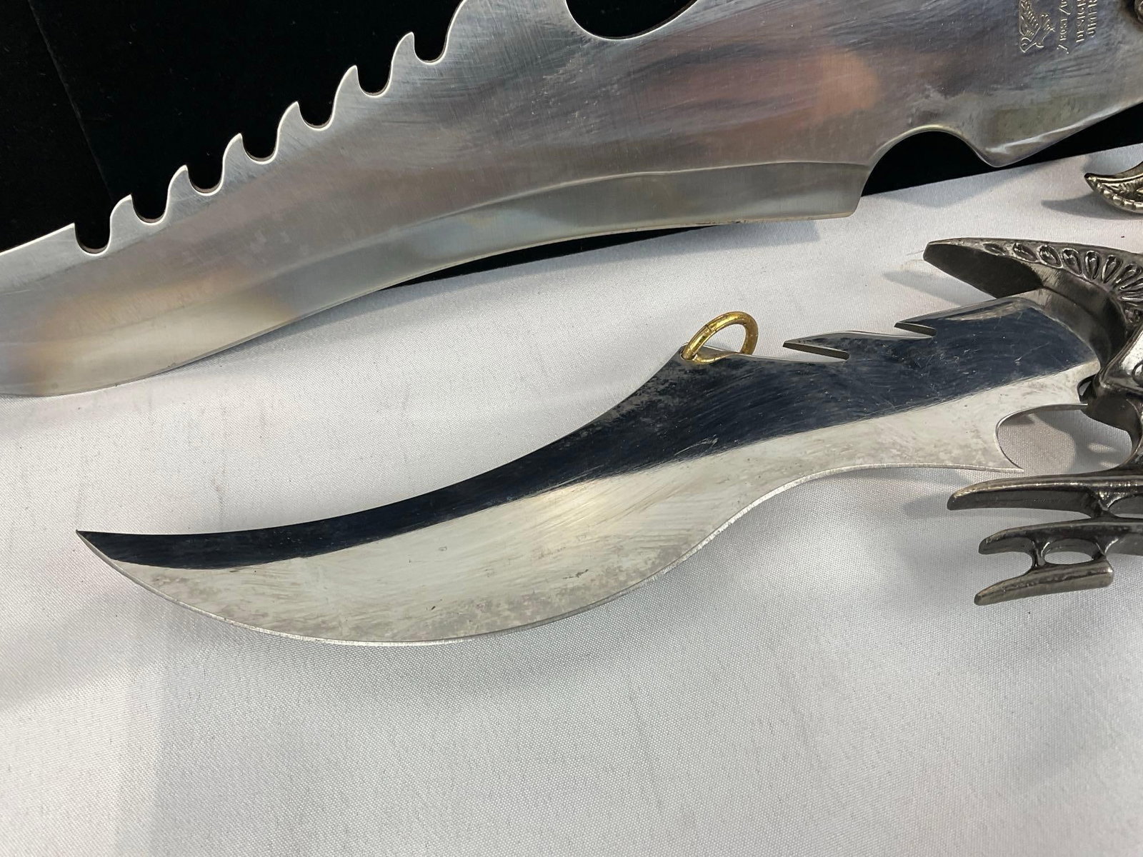 2 Large Fantasy Knives, 1 Frost Cutlery, Wood & Carved metal Handle, & Knife w/Dragon style Handle - 2