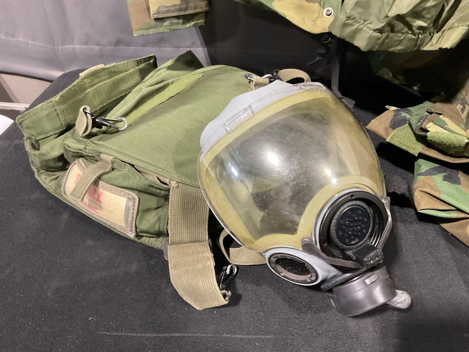 2x Cold Weather Parkas, Small US Army Gas Mask, variety of hats, Wet Weather Size L Trouser - 10