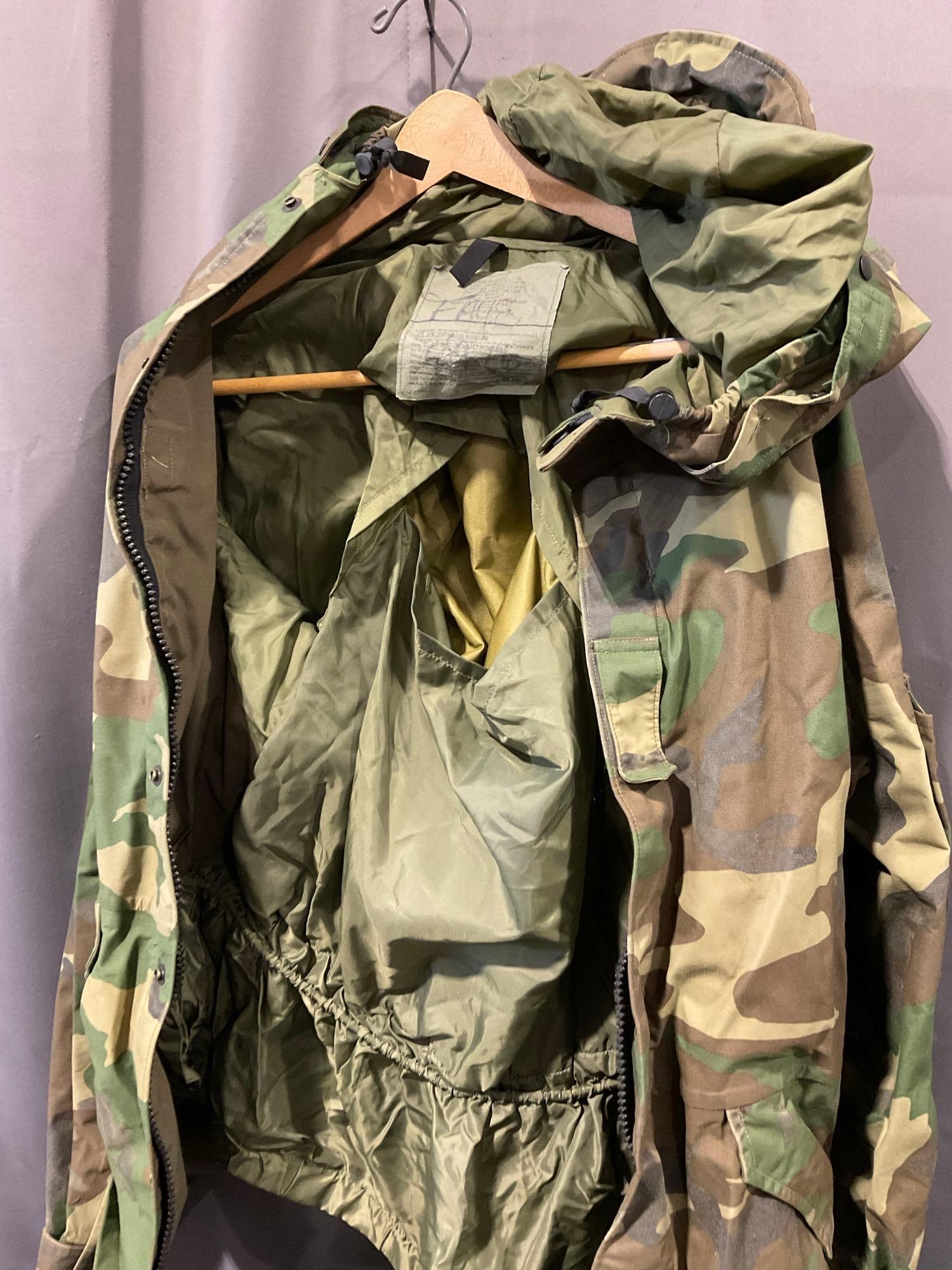 2x Cold Weather Parkas, Small US Army Gas Mask, variety of hats, Wet Weather Size L Trouser - 12