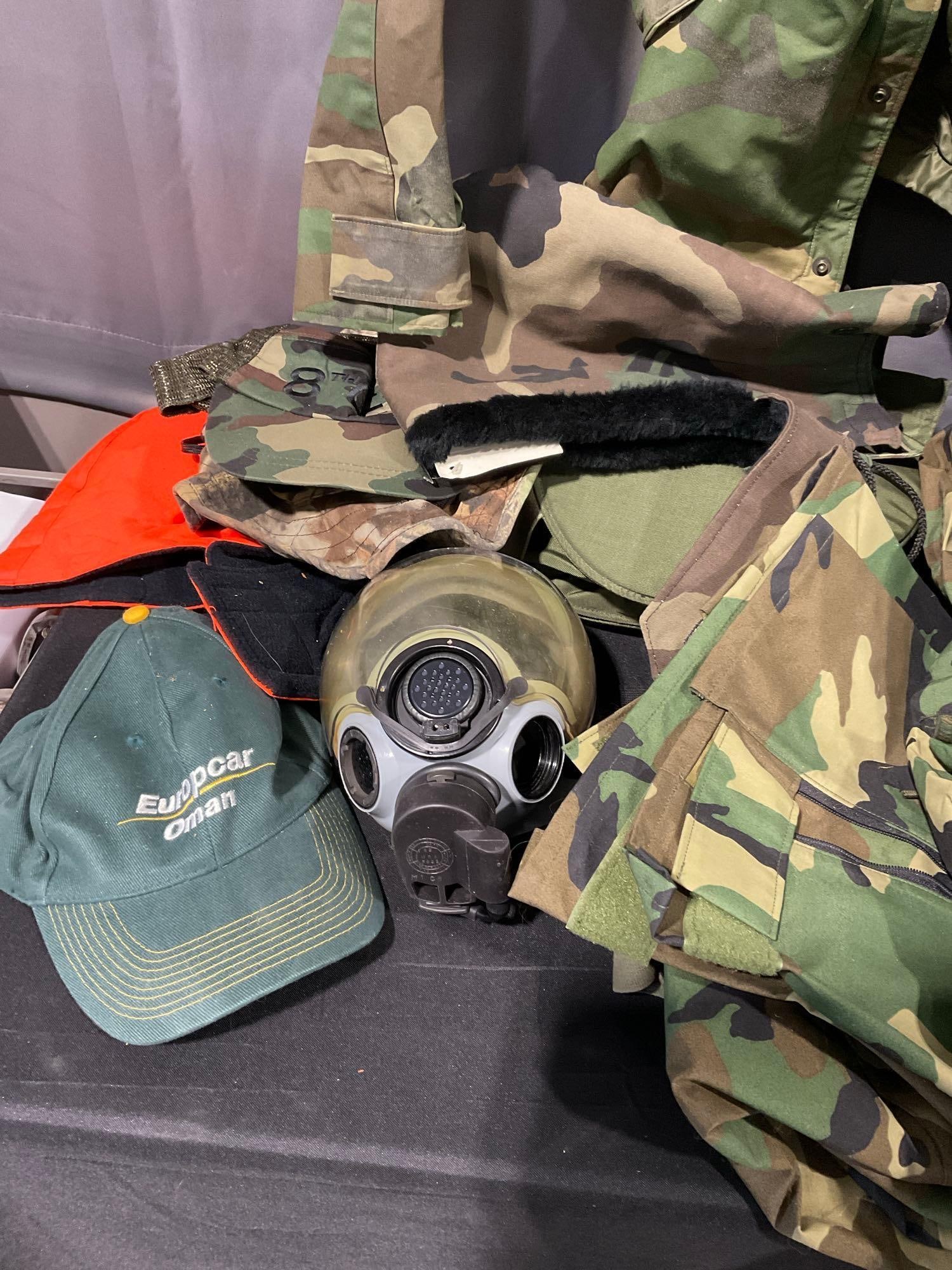 2x Cold Weather Parkas, Small US Army Gas Mask, variety of hats, Wet Weather Size L Trouser - 4