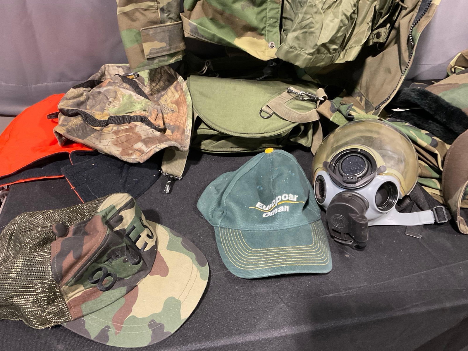 2x Cold Weather Parkas, Small US Army Gas Mask, variety of hats, Wet Weather Size L Trouser - 9