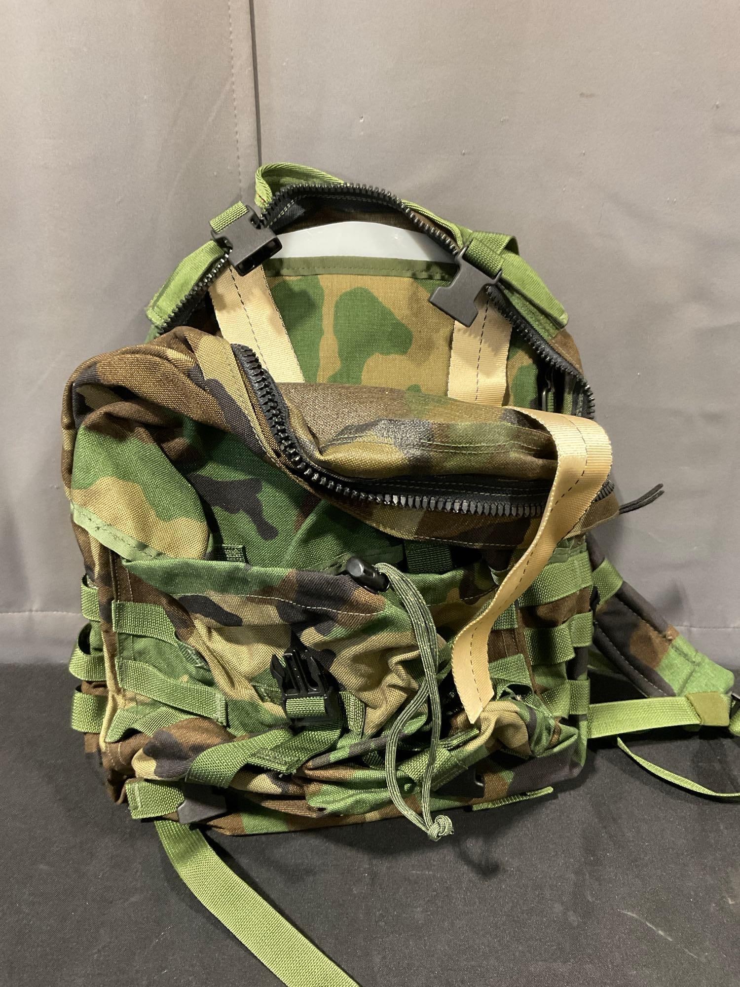 Woodland Camo NFR Overgarment Pants, Arctic Mittens M-1949, Patrol Pack - 7