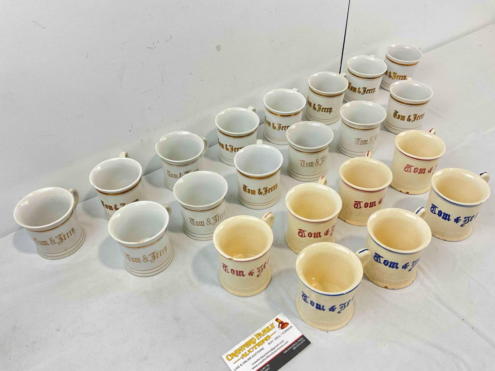 21 pcs Vintage Made in Japan Ceramic Tom & Jerry Cocktail Punch Mugs. Very Good Condition. - 3
