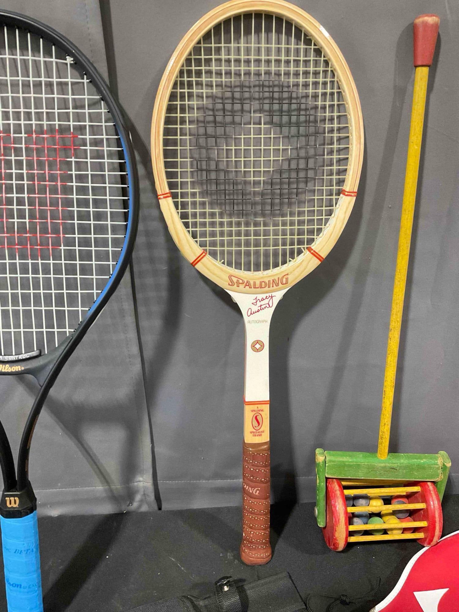 4 pcs Sports Gear Assortment, incl. Spalding & Wilson Tennis Rackets, Vintage Toy & More! - 3