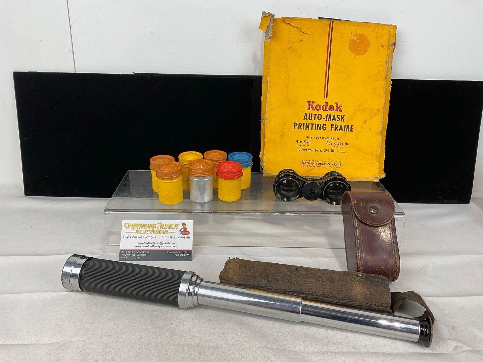 Kodak Film Auto Mask Printing Frame, 7 tins, Opera Glasses & Eyeglass w/Leather Cases (1 of 7)
