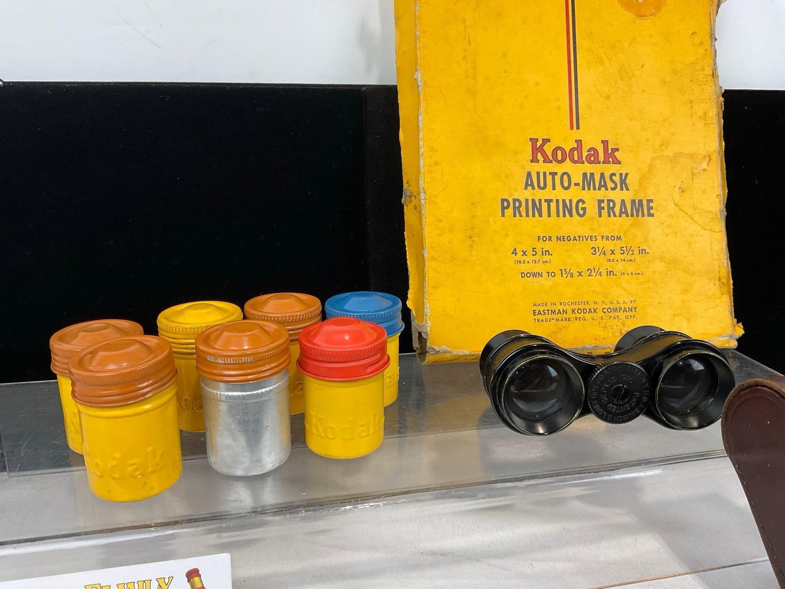 Kodak Film Auto Mask Printing Frame, 7 tins, Opera Glasses & Eyeglass w/Leather Cases - 2