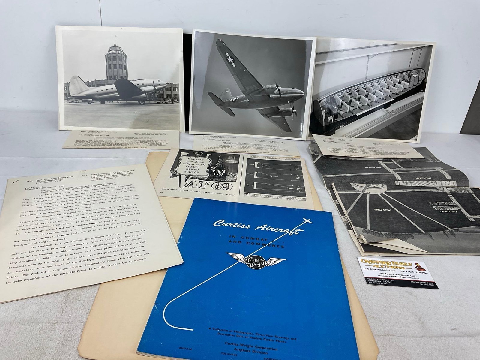 Vintage Airplane Press Release Photos & Ephemera, Curtiss-Wright Booklet, & CW-20E Commando (1 of 5)