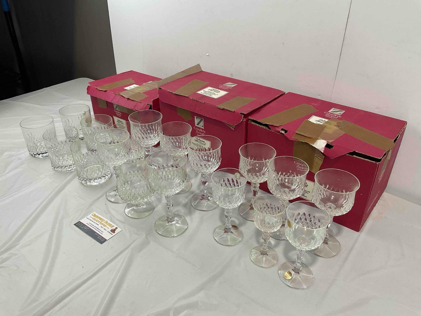 18 pcs Vintage Cristallerie Zweisel Germany Leaded Crystal Glasses in Original Boxes. See pics. - 3