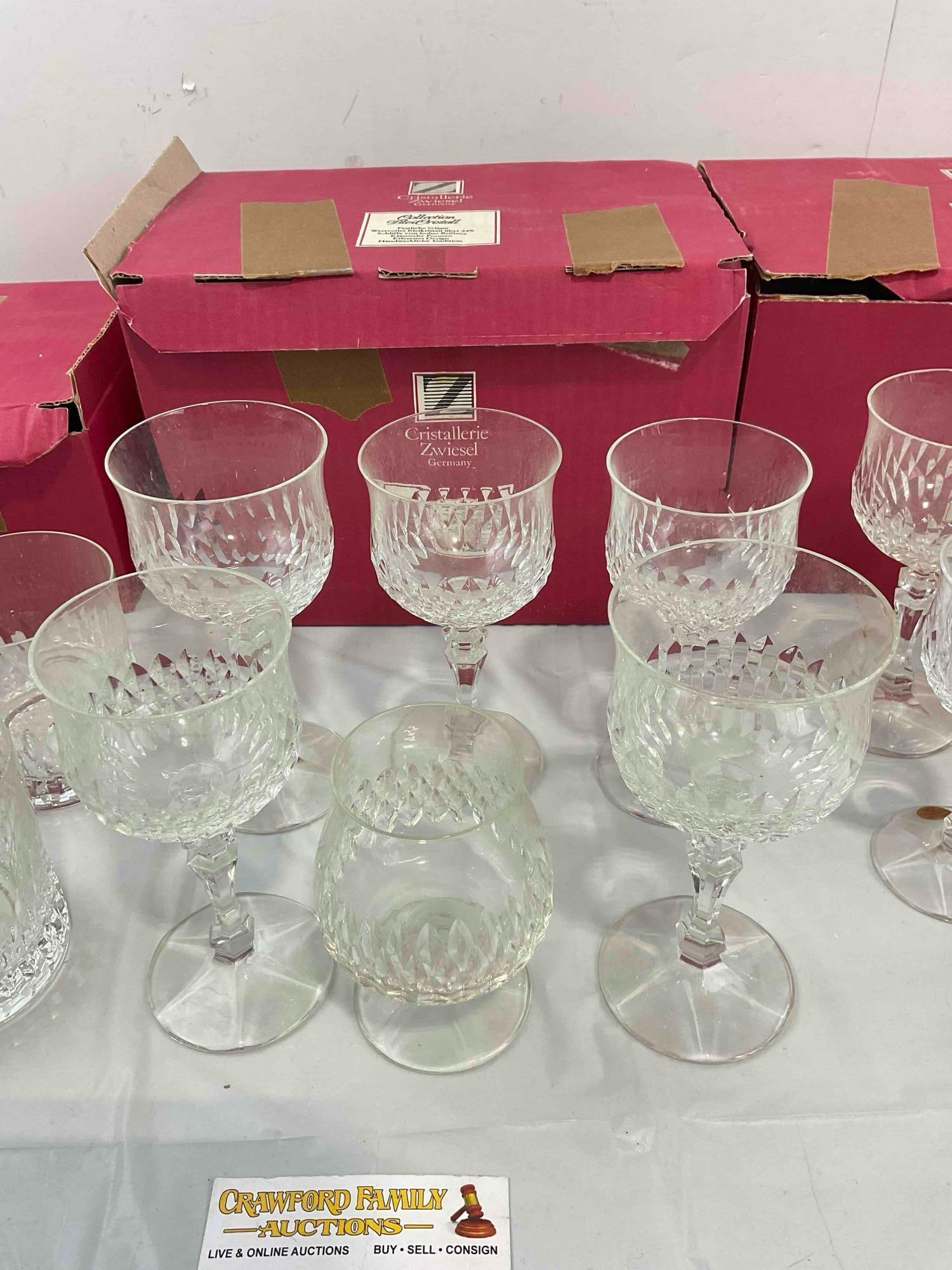 18 pcs Vintage Cristallerie Zweisel Germany Leaded Crystal Glasses in Original Boxes. See pics. - 5