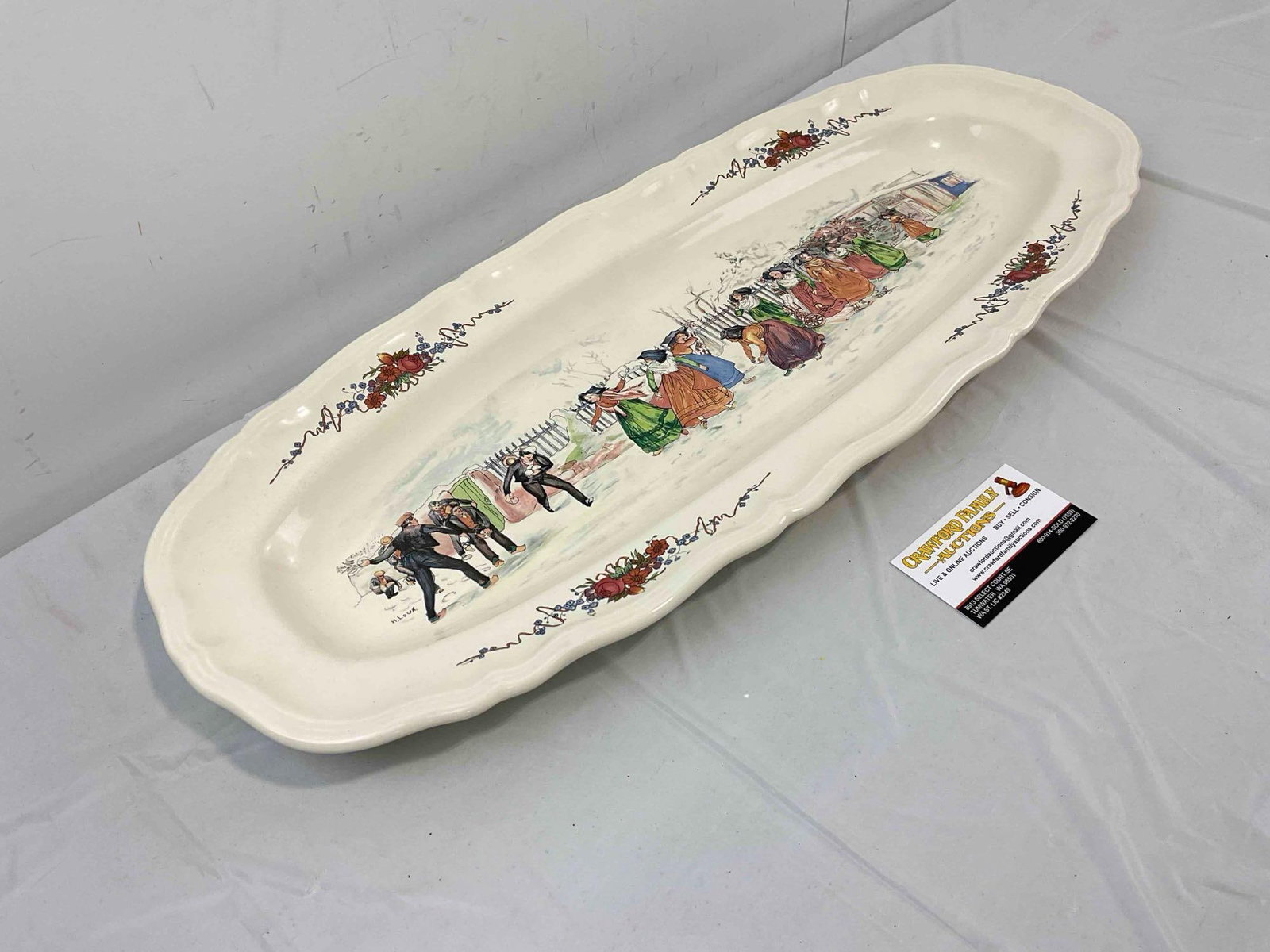 Vintage Sarreguemines French Ceramic Serving Platter in Obernai Pattern. See pics & desc. - 2