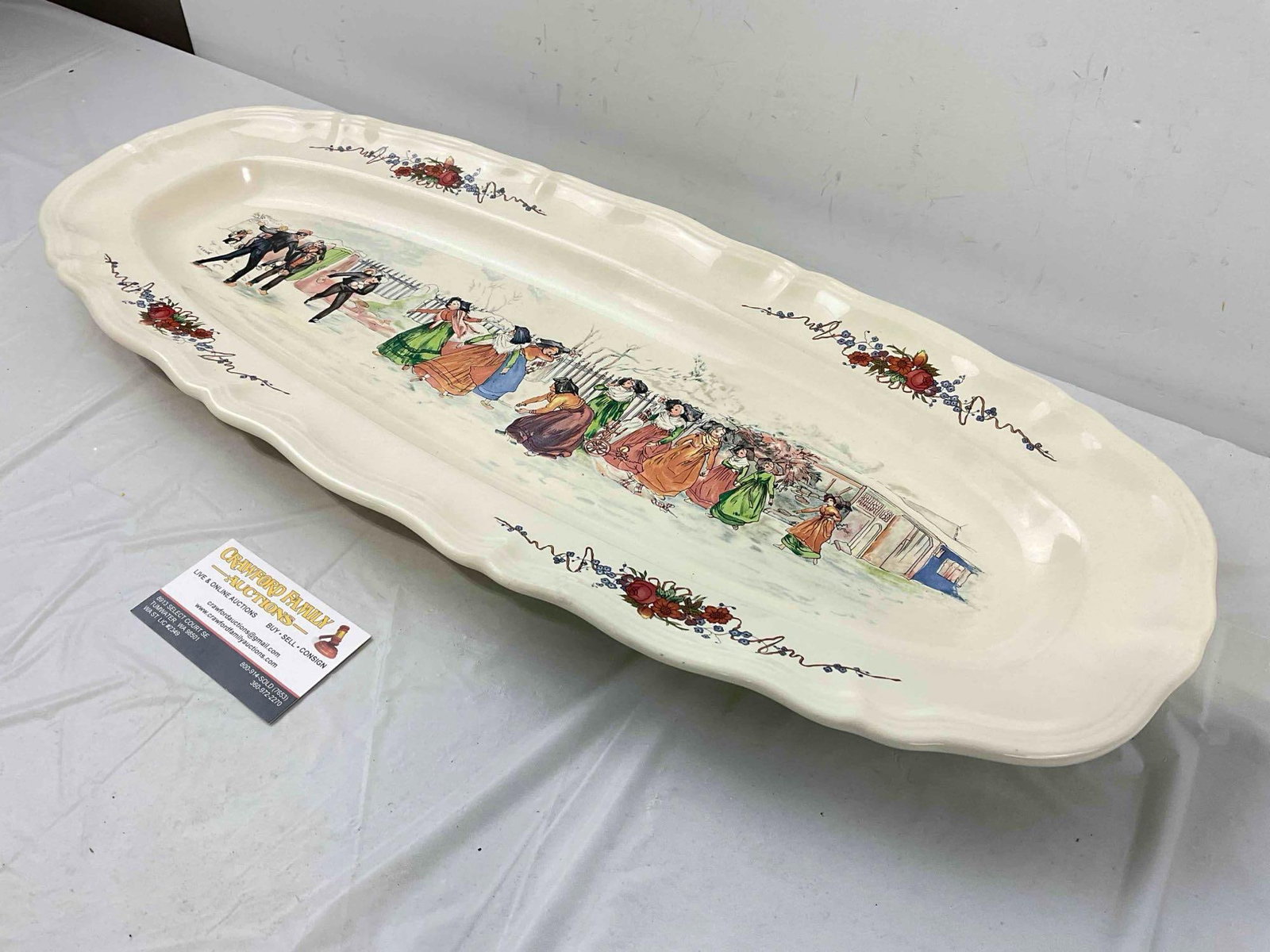 Vintage Sarreguemines French Ceramic Serving Platter in Obernai Pattern. See pics & desc. - 3
