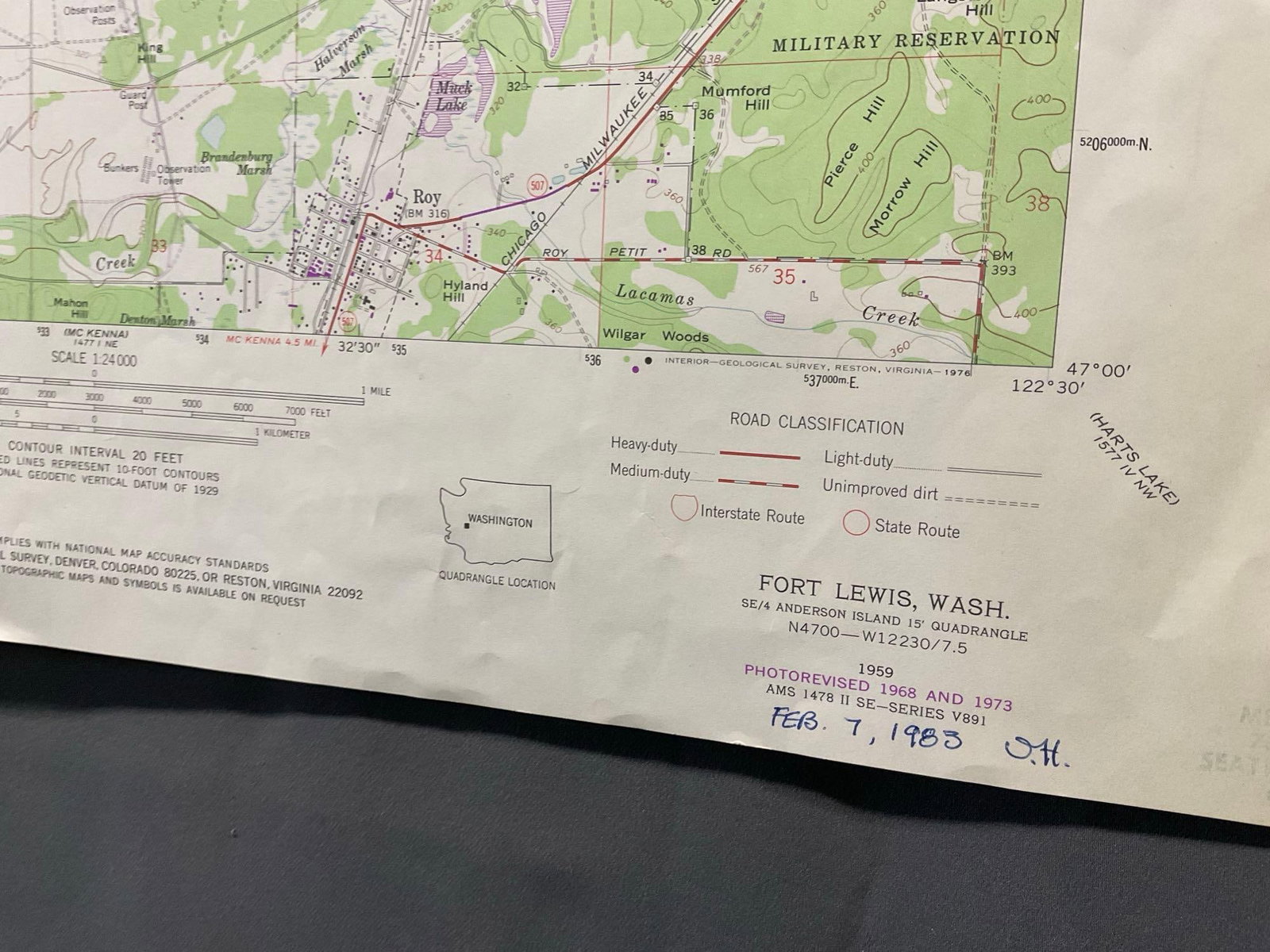 8 Washington Maps, Steilacoom Area 1950s-90s, Ozette Lake, Fort Lewis, 23x30 inches - 10