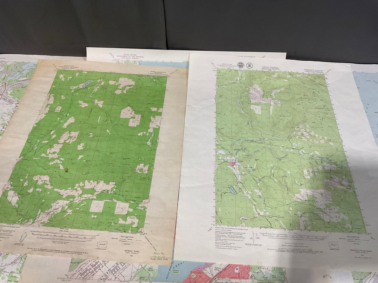 8 Washington Maps, Steilacoom Area 1950s-90s, Ozette Lake, Fort Lewis, 23x30 inches - 5