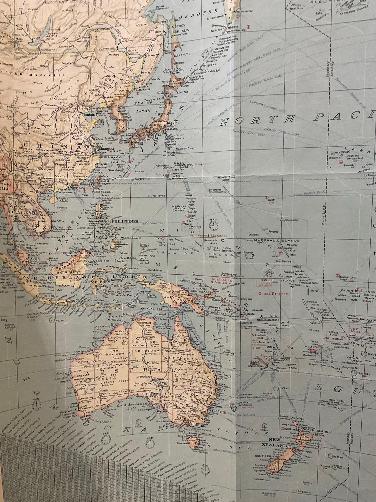 6 Vintage Maps, 40s National Geographic, World Maps, Bible Lands, Classical Lands, Pacific Ocean - 10