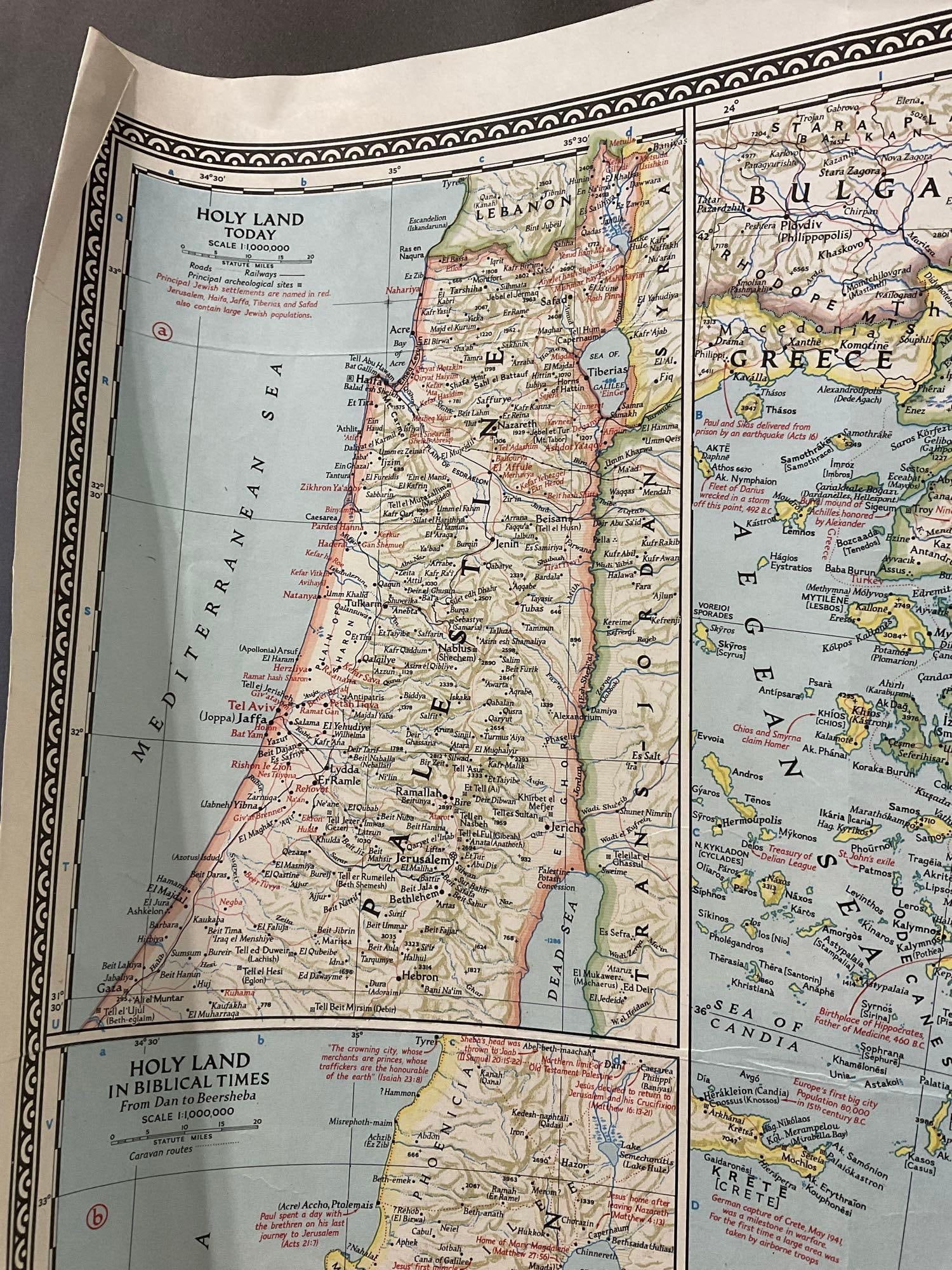6 Vintage Maps, 40s National Geographic, World Maps, Bible Lands, Classical Lands, Pacific Ocean - 17