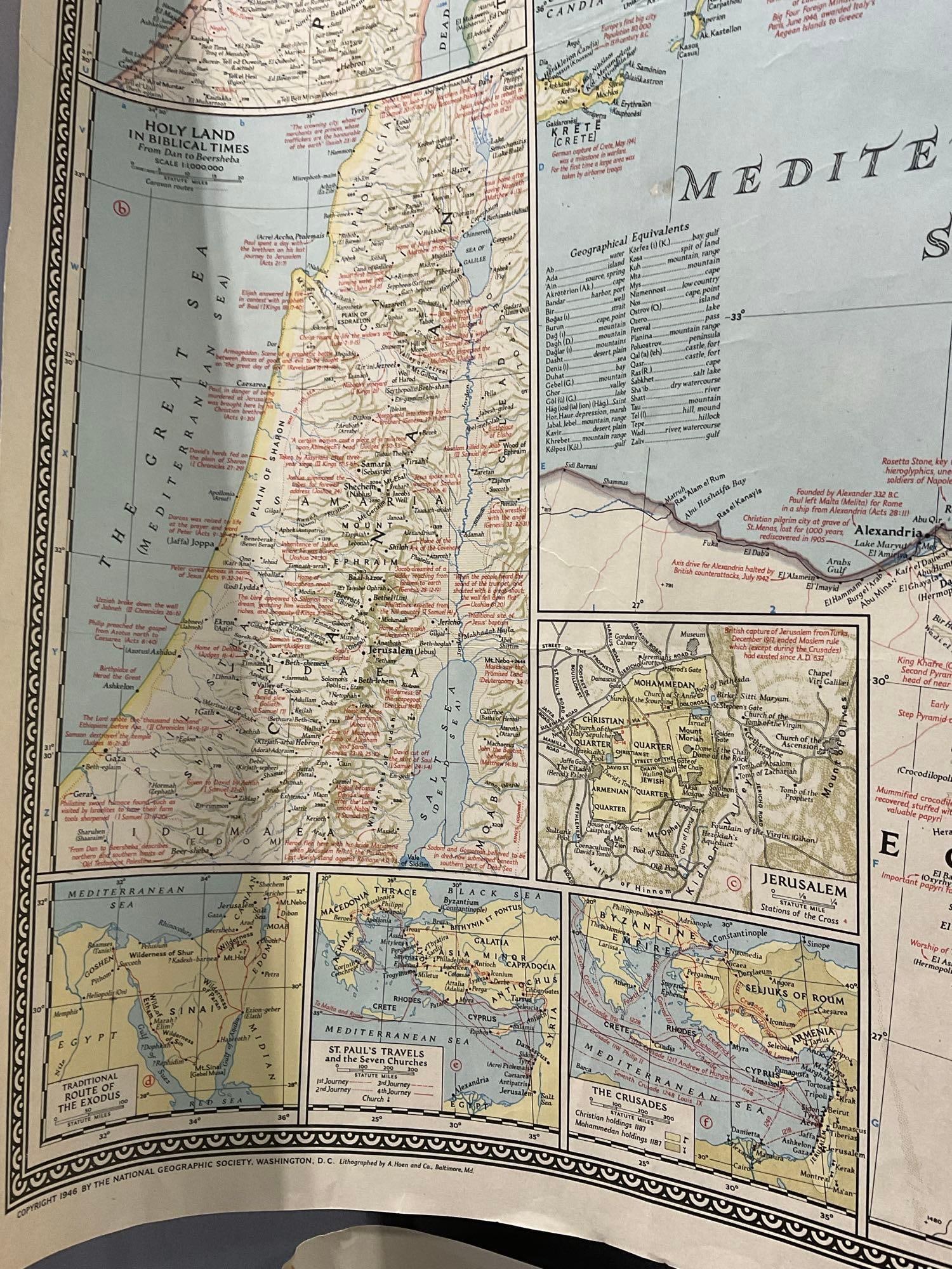 6 Vintage Maps, 40s National Geographic, World Maps, Bible Lands, Classical Lands, Pacific Ocean - 18