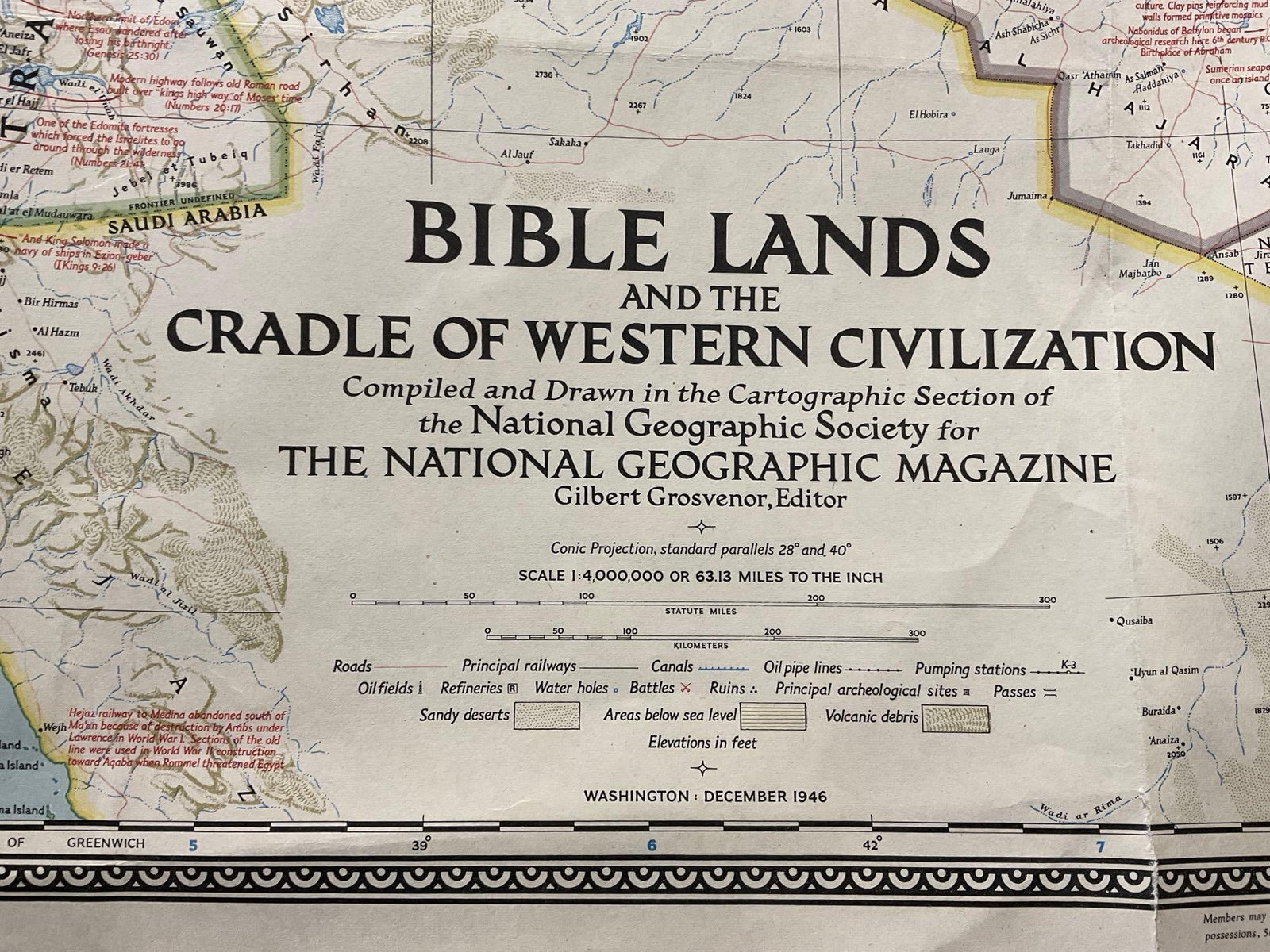 6 Vintage Maps, 40s National Geographic, World Maps, Bible Lands, Classical Lands, Pacific Ocean - 19