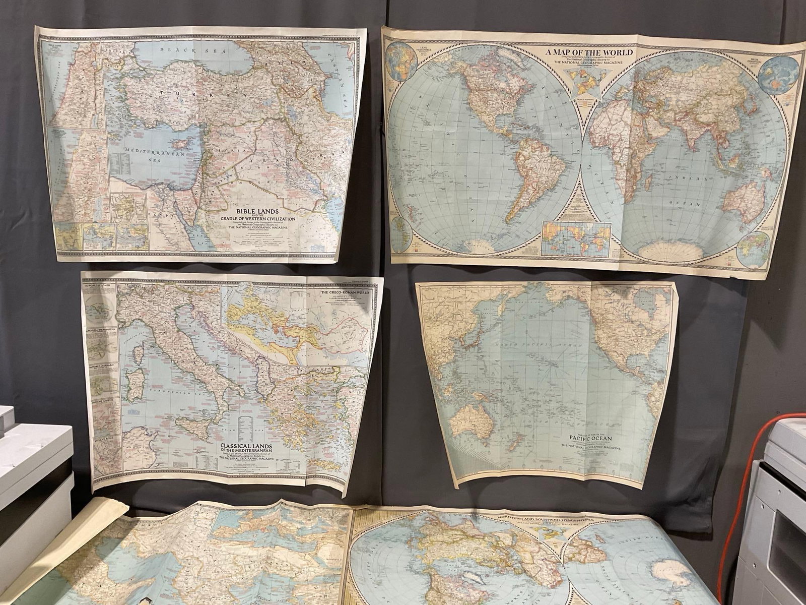 6 Vintage Maps, 40s National Geographic, World Maps, Bible Lands, Classical Lands, Pacific Ocean (1 of 19)