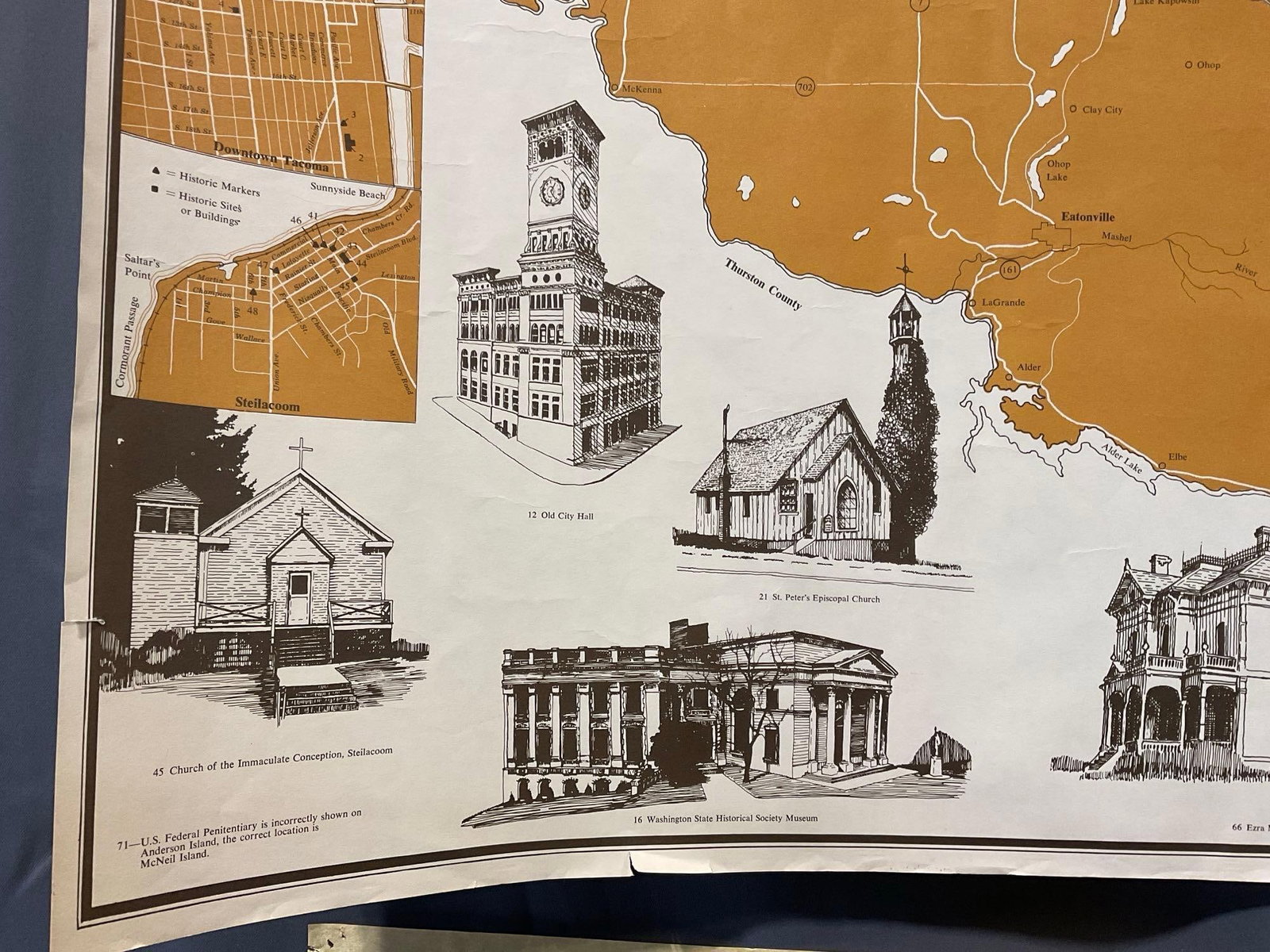 3 Vintage Maps, Puget Sound & San Juan Islands, Old Seattle & Pierce County, Stylized maps - 4