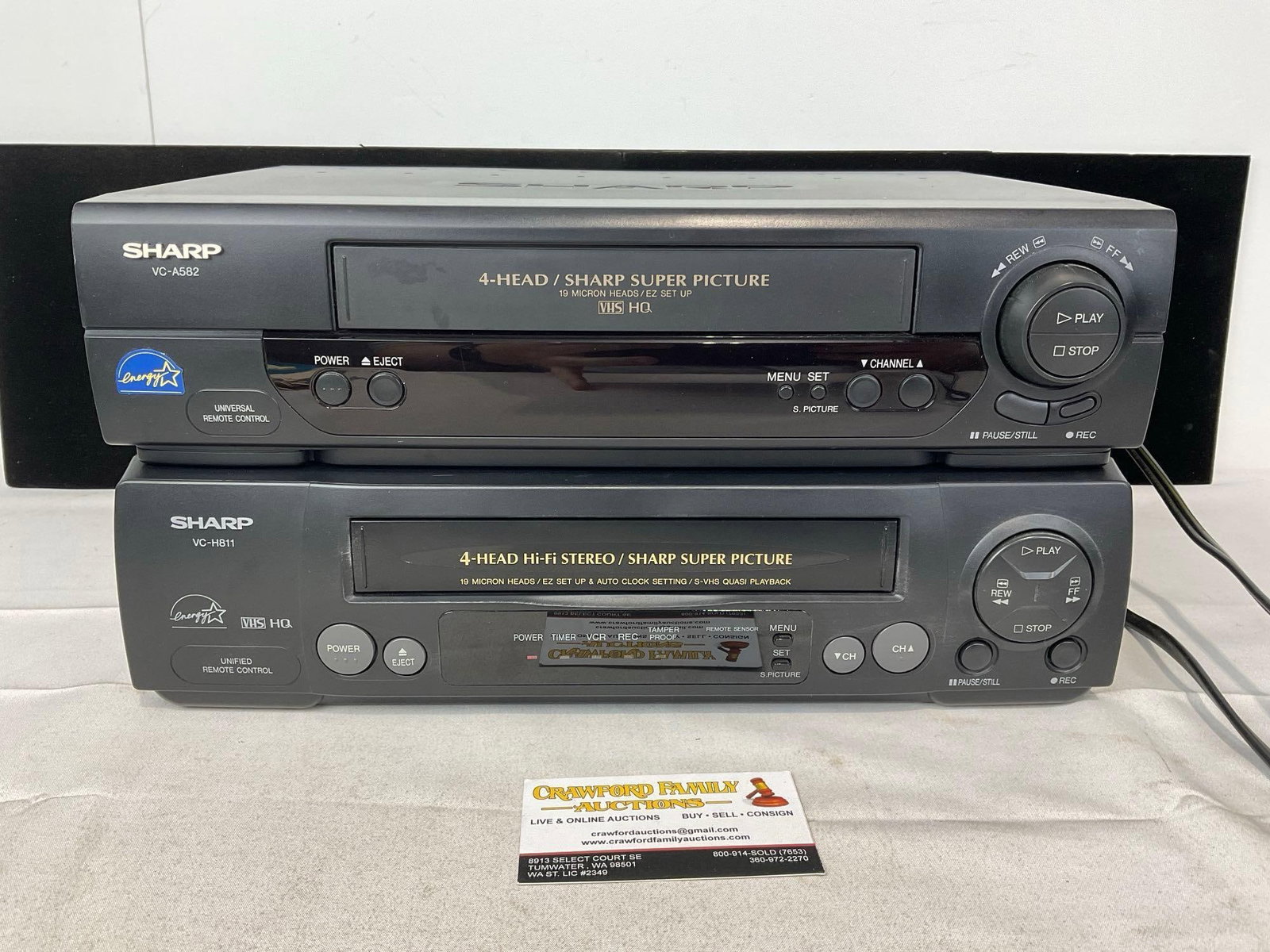 Pair of Vintage Sharp VCRs, VC-A582 & VC-HB11, both tested & powers on (1 of 4)