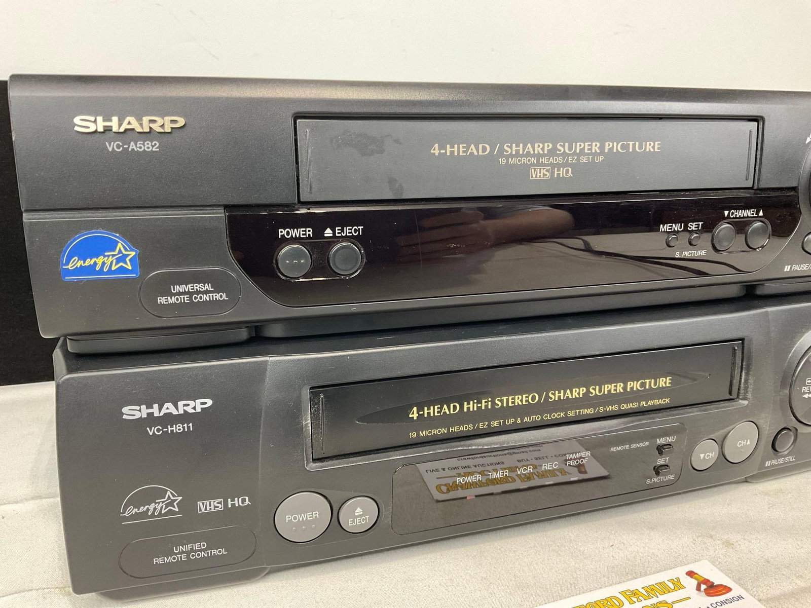 Pair of Vintage Sharp VCRs, VC-A582 & VC-HB11, both tested & powers on - 2