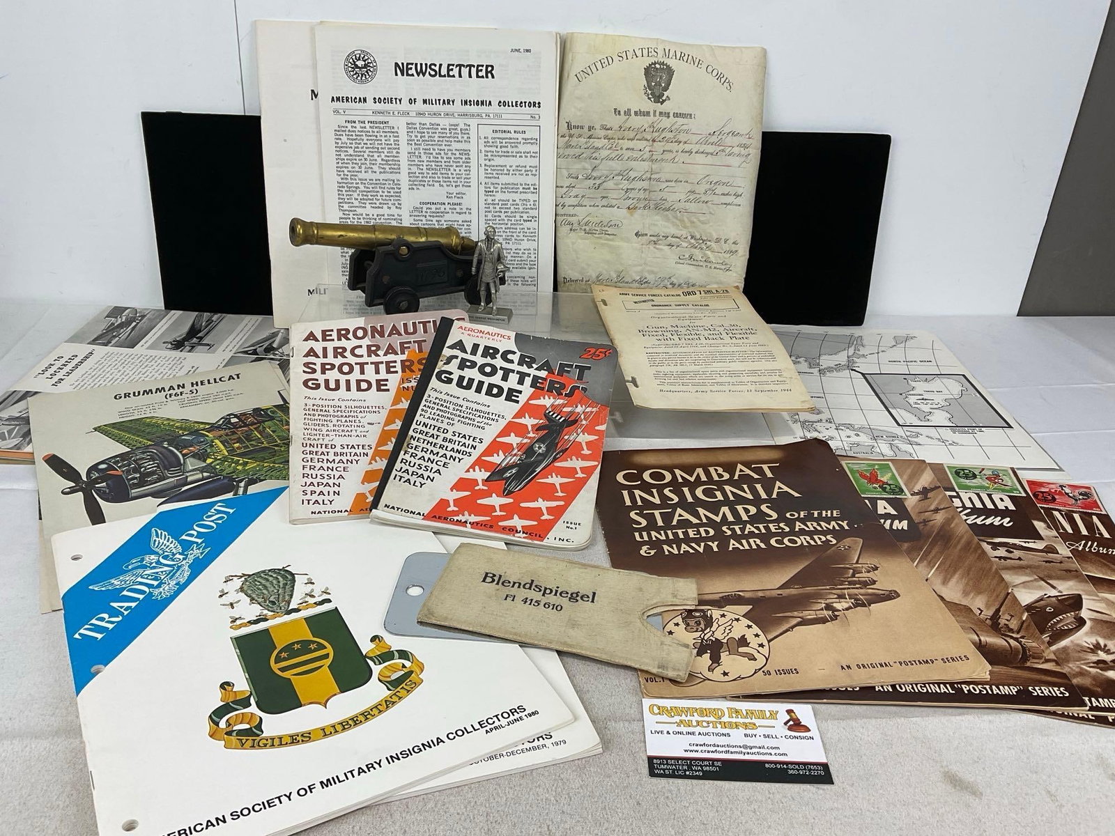 Insignia Stamp Books, Aircraft Spotters Guide, 3d cut out diagrams, collectors pamplets & Marine...: Antique Marine Corps Discharge papers from 1889. Appears to be in good shape. The piece measures approx 5h x 13w x 10d inches. See pics. E-5500